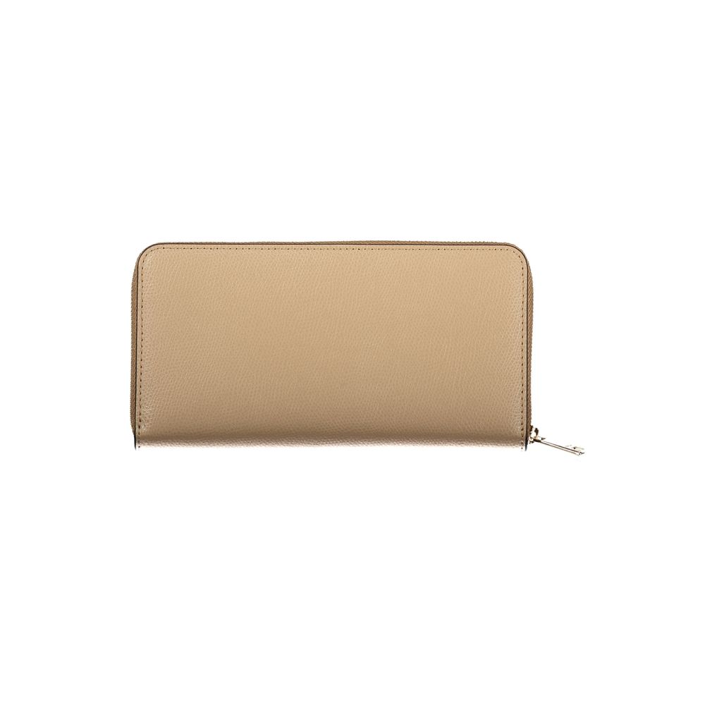 Beige Leather Woman Wallet - ventzia