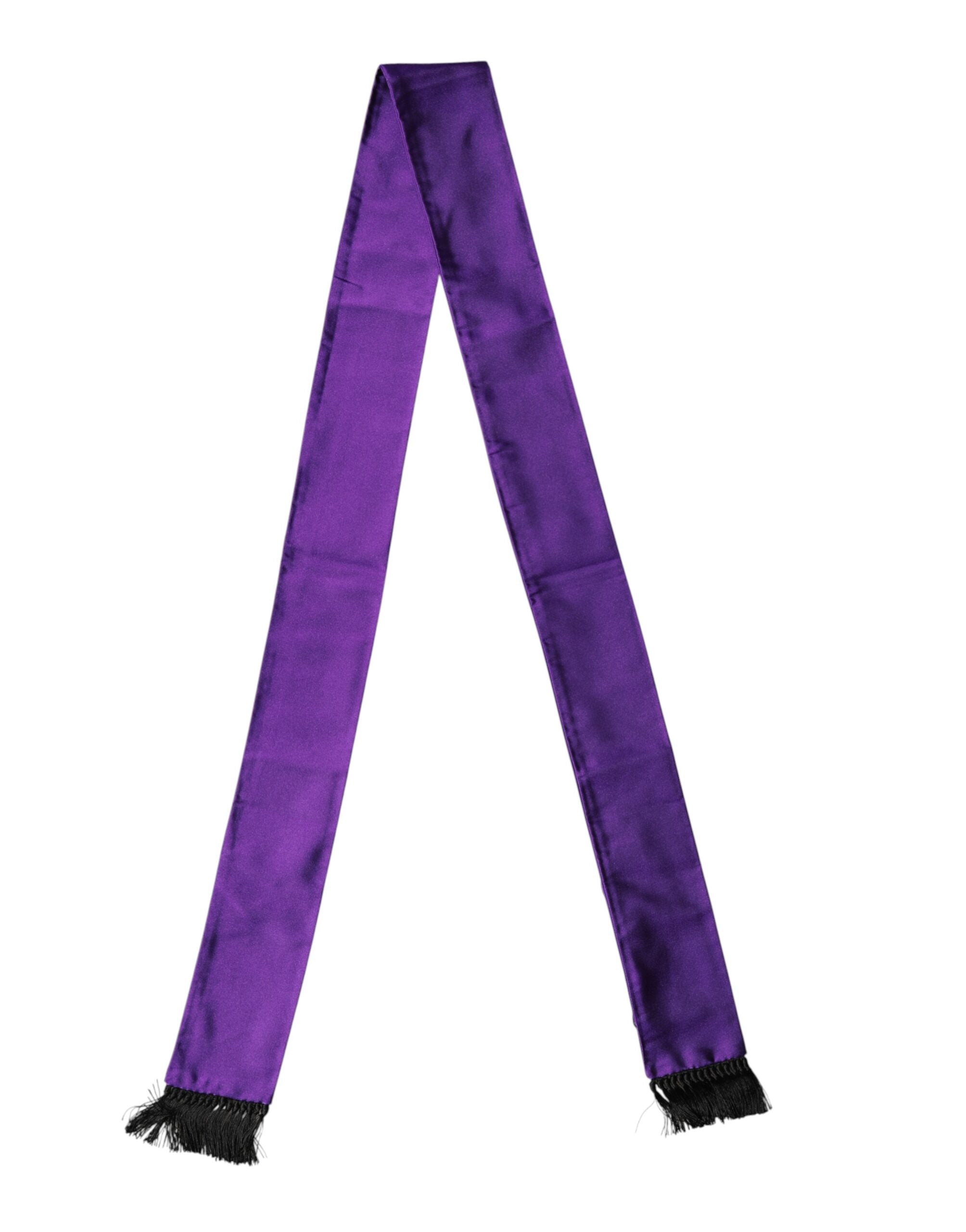 Violet Silk Fringes Neck Wrap Foulard Scarf - ventzia