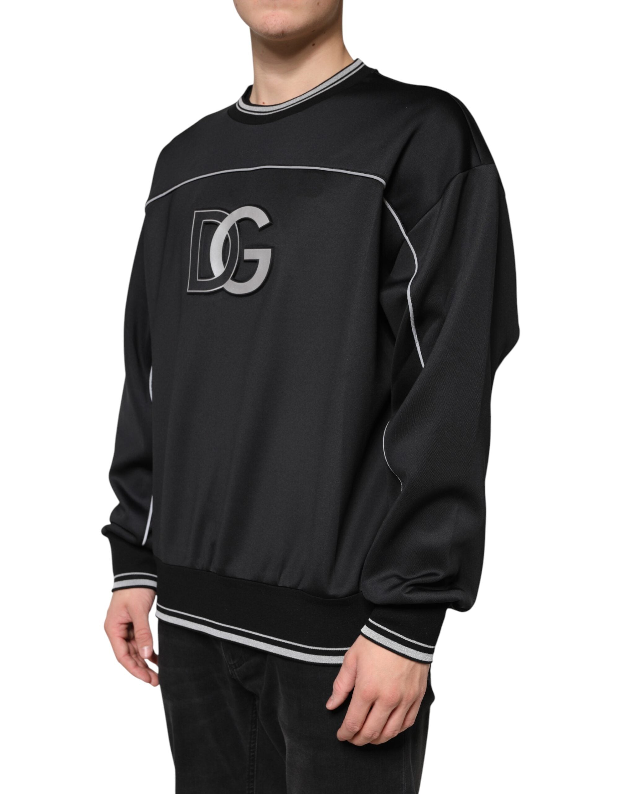 Black DG Logo Crew Neck Sweatshirt Sweater - ventzia