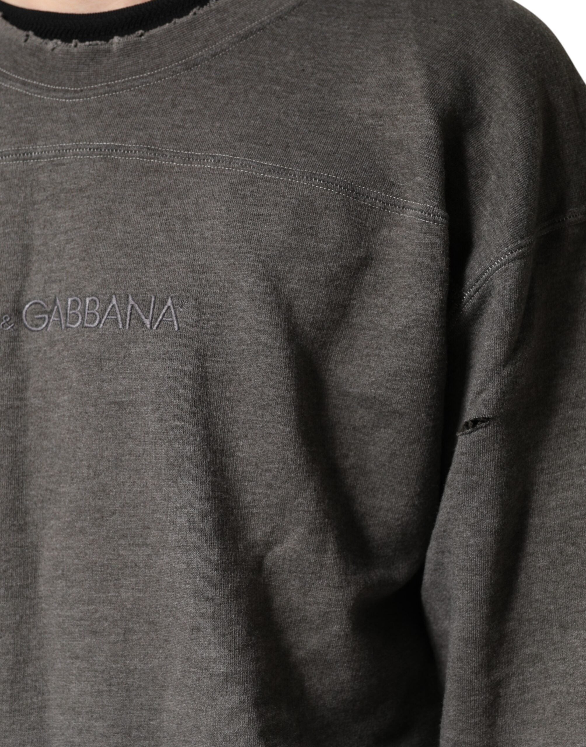 Gray Cotton Crew Neck Men Sweatshirt Sweater - ventzia