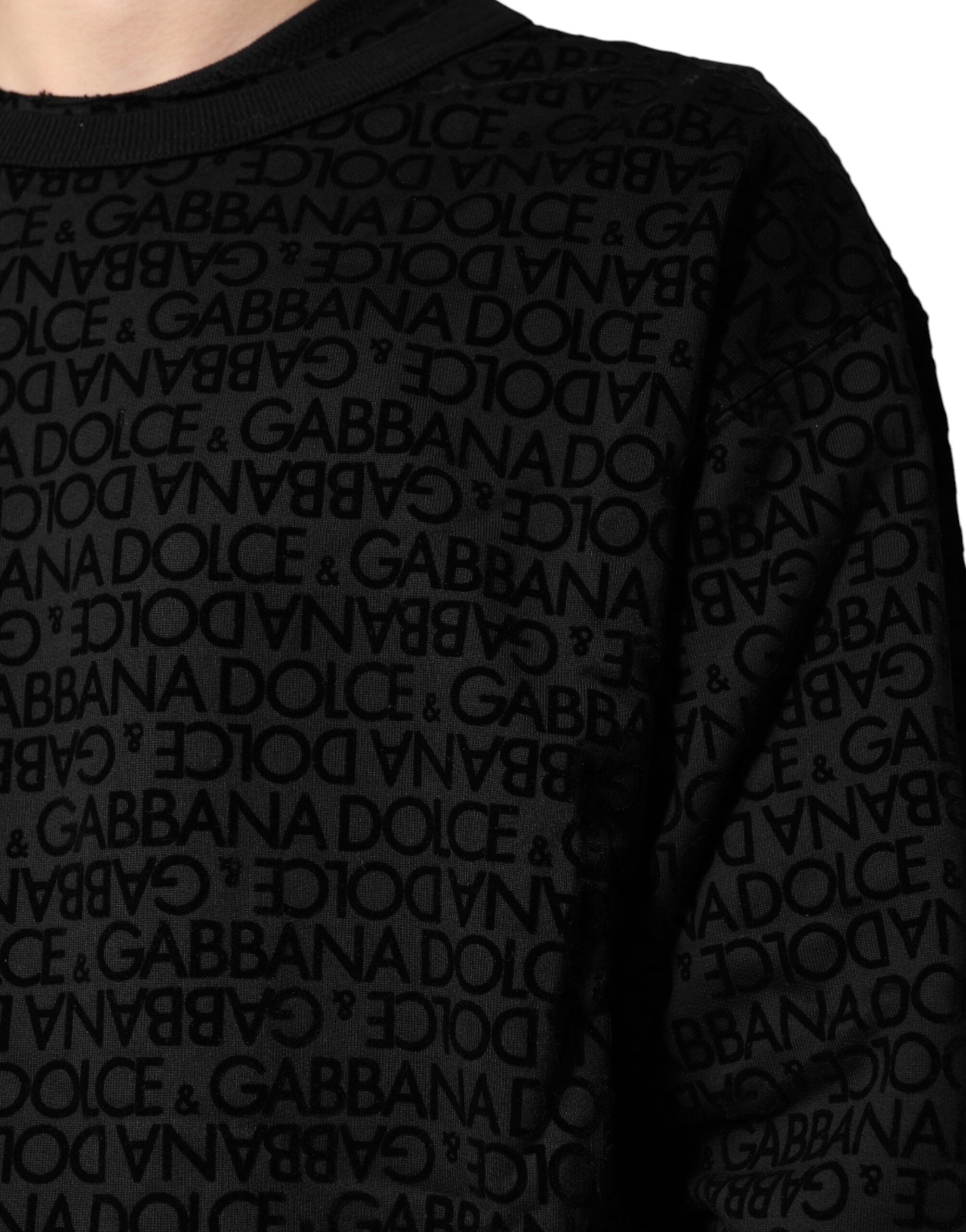 Black Monogram Crew Neck Sweatshirt Sweater - ventzia