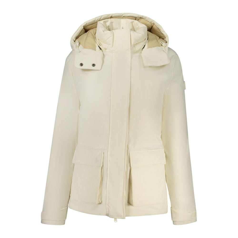 White Polyester Women Parka Jacket - ventzia