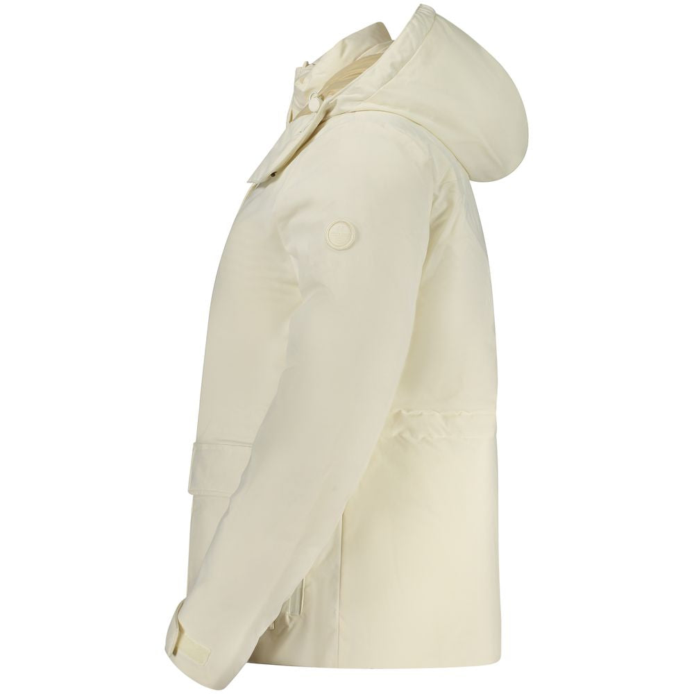 White Polyester Women Parka Jacket - ventzia
