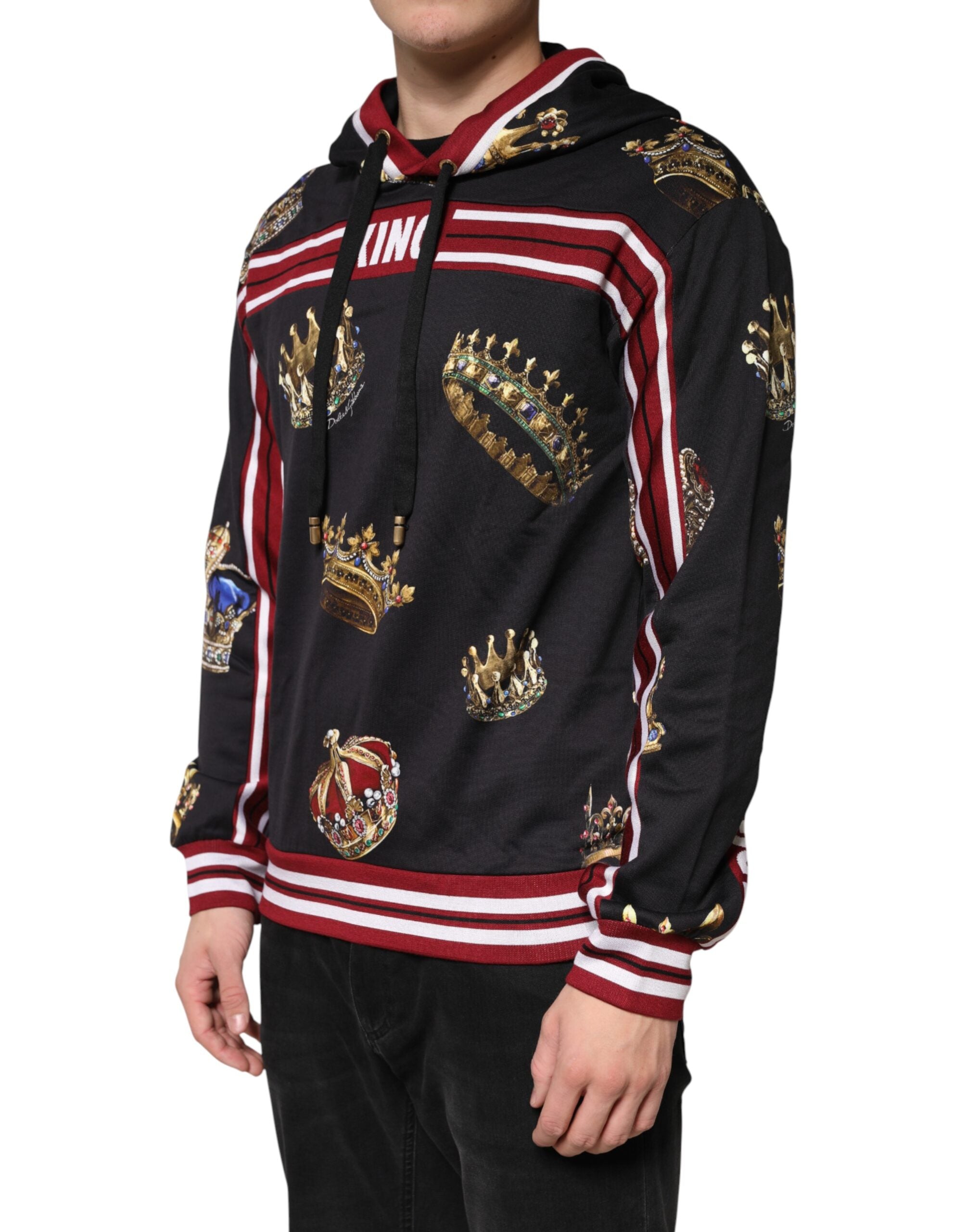 Black King Crown Hooded Sweatshirt Sweater - ventzia