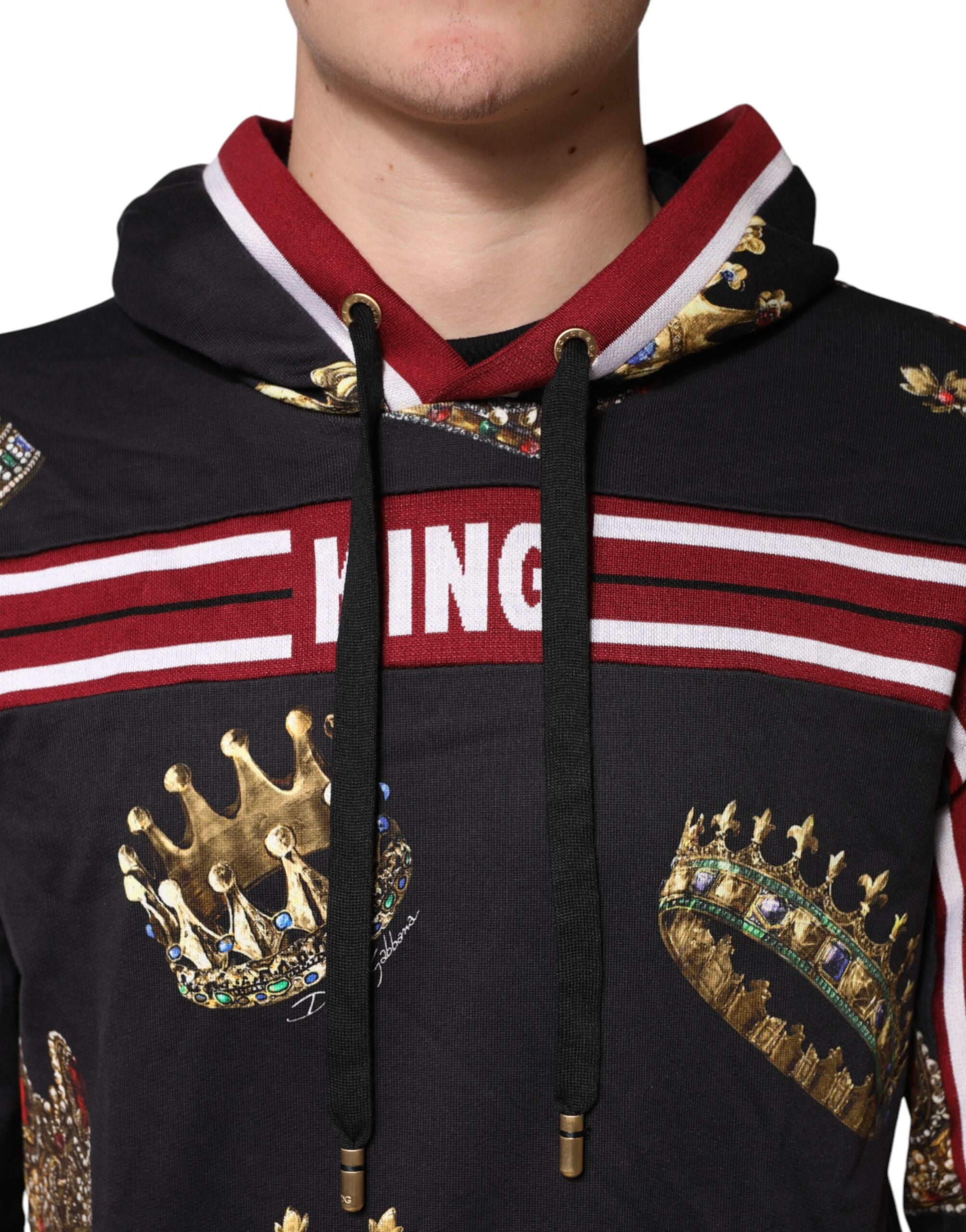 Black King Crown Hooded Sweatshirt Sweater - ventzia