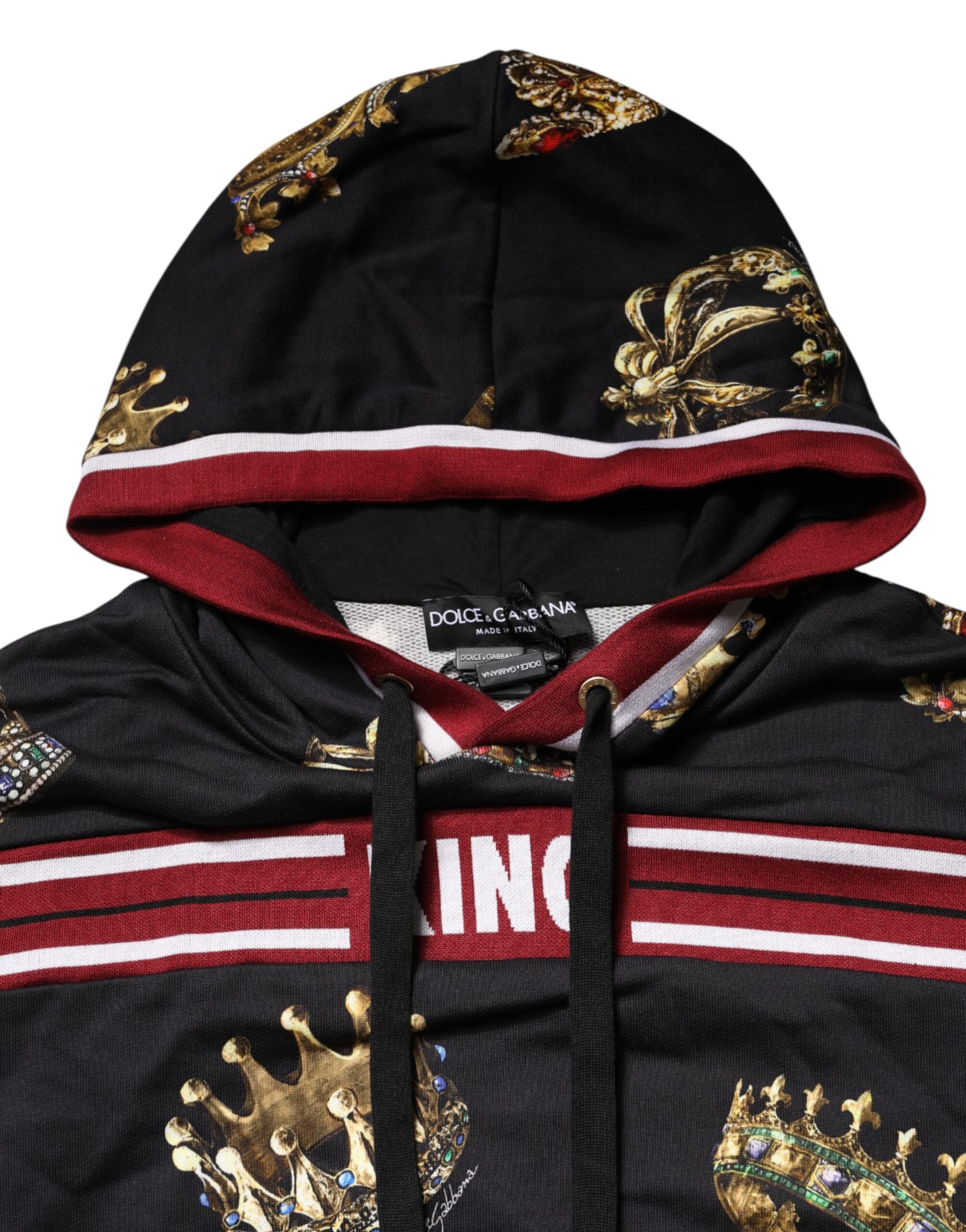 Black King Crown Hooded Sweatshirt Sweater - ventzia
