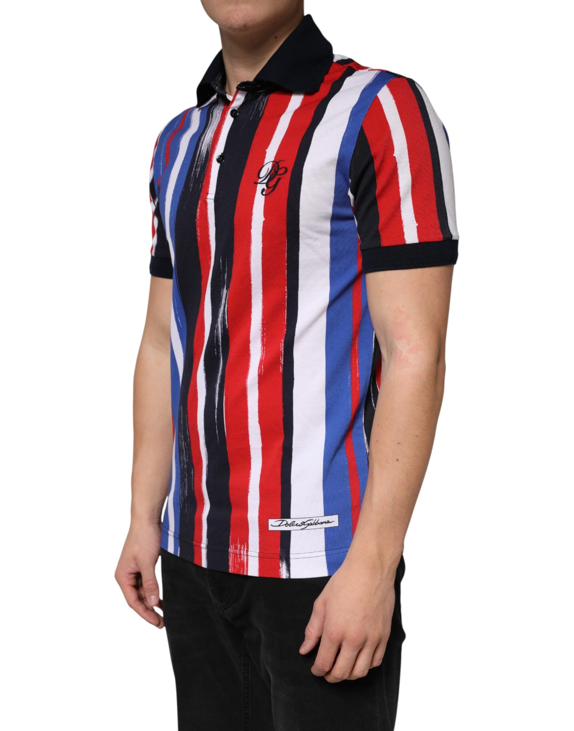 Multicolor Stripes Cotton Men Polo T-shirt - ventzia