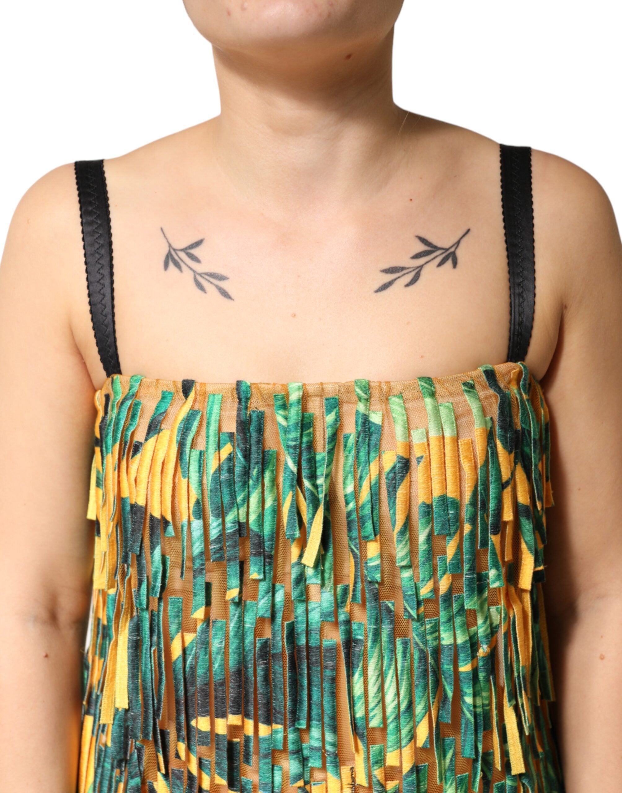 Multicolor Tropical Print Fringe Maxi Dress - ventzia