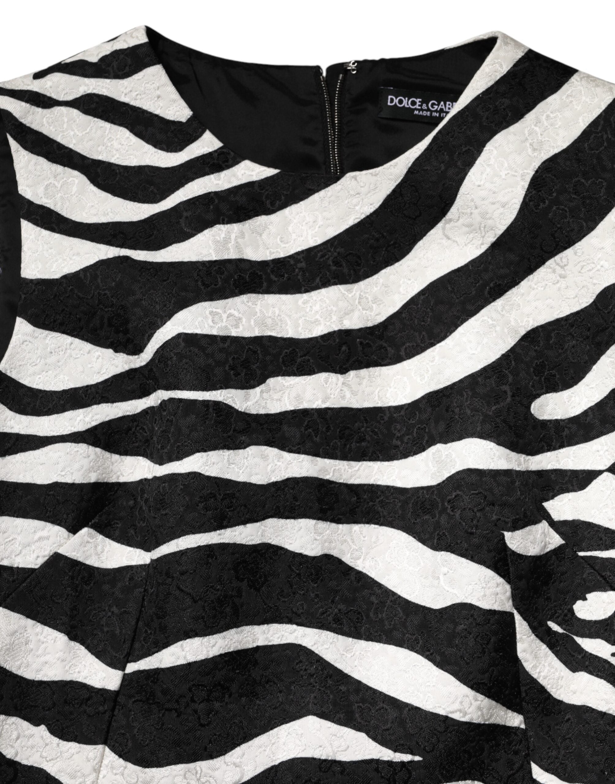 Black White Zebra Sleeveless A-line Dress - ventzia