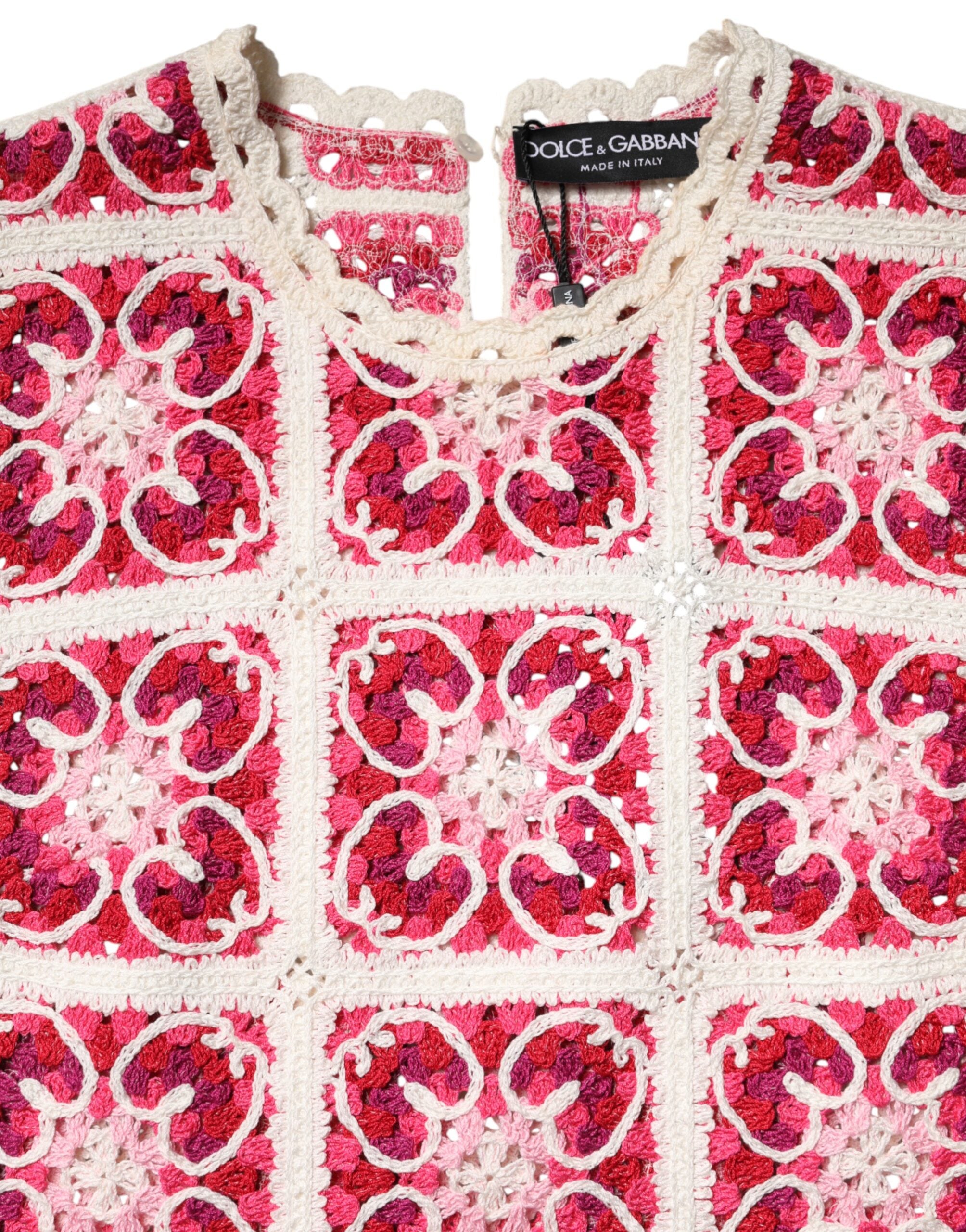 Multicolor Brick Stitched Crochet Mini Dress - ventzia