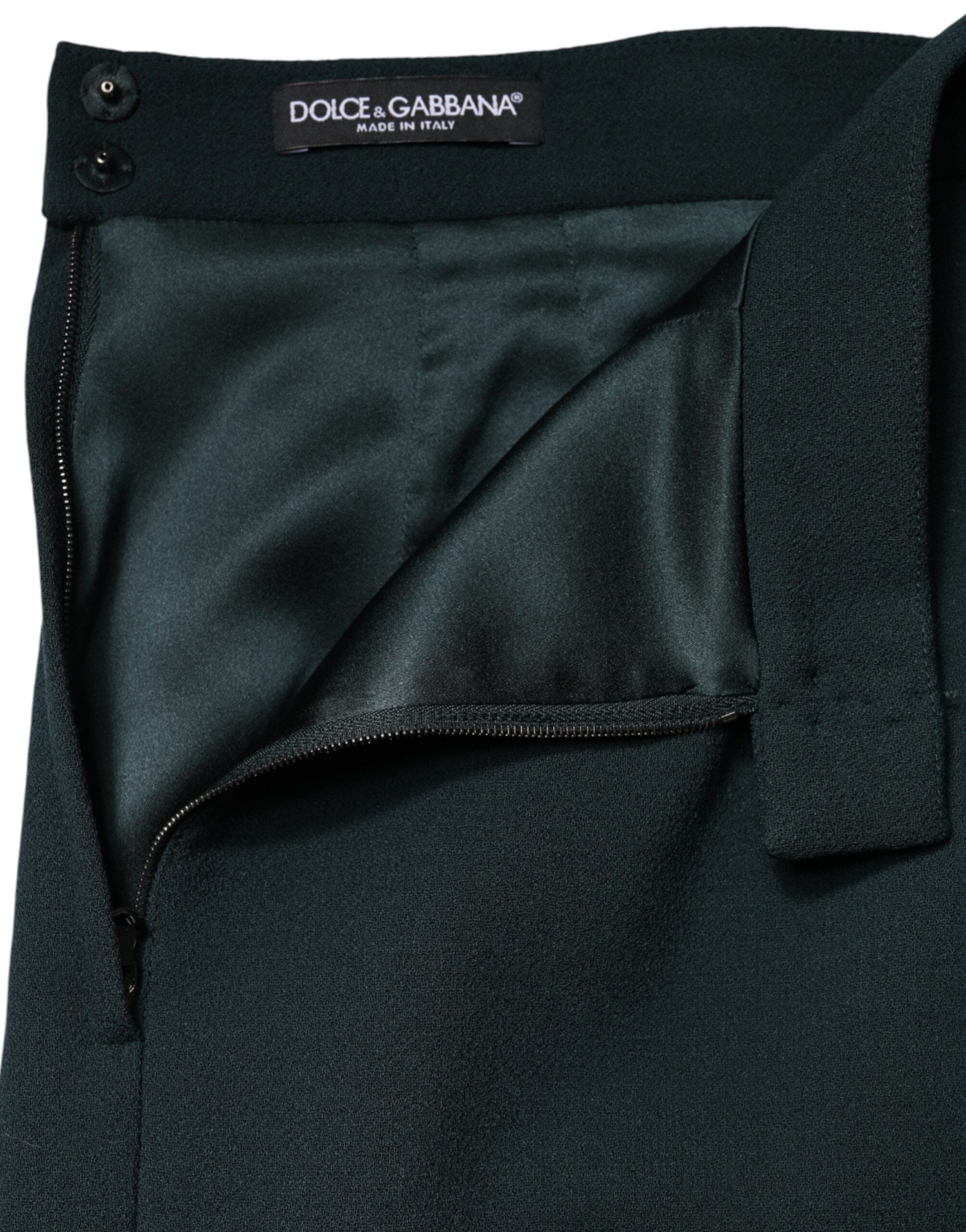 Dark Green Mid Waist Pencil Cut Mini Skirt - ventzia
