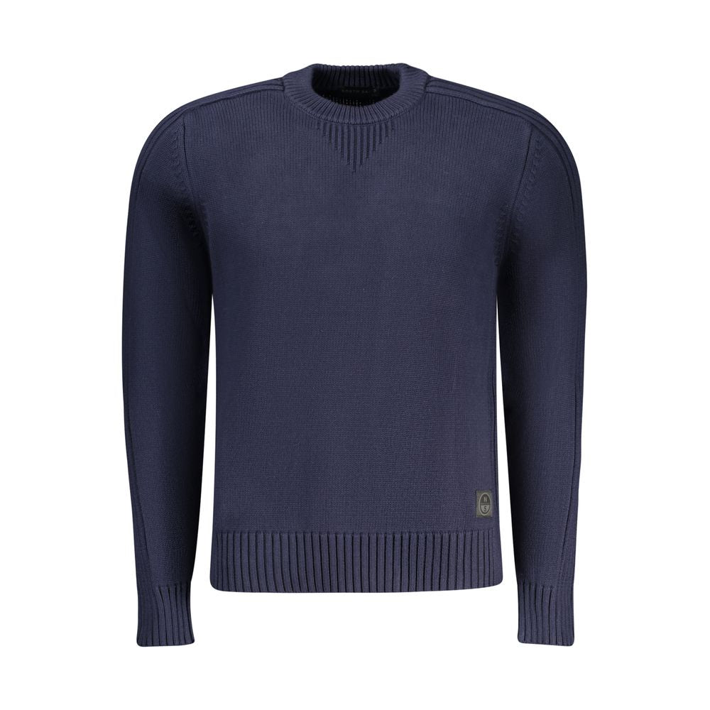 Blue Cotton Men Sweater - ventzia