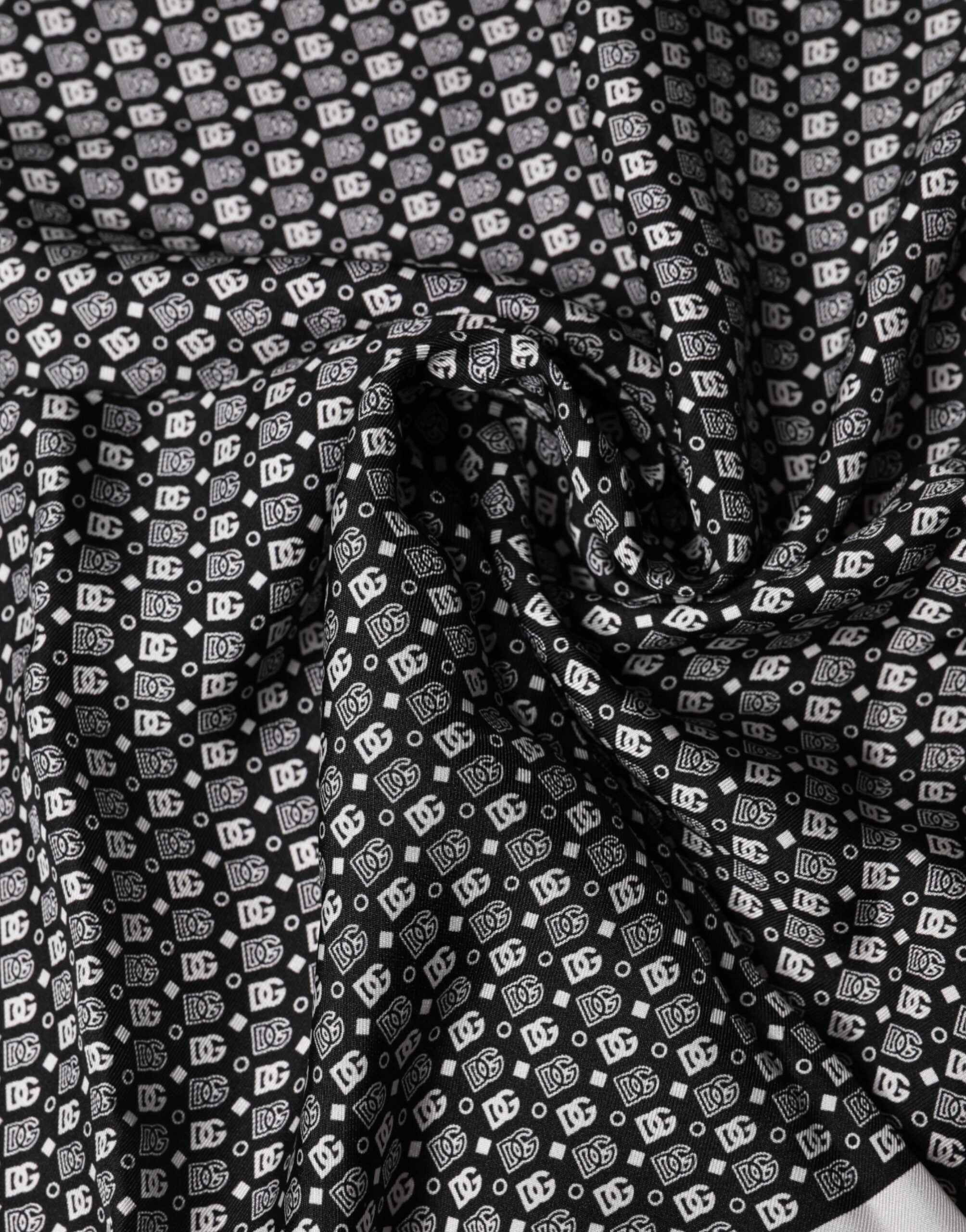 White Black Patterned Square Foulard Scarf - ventzia