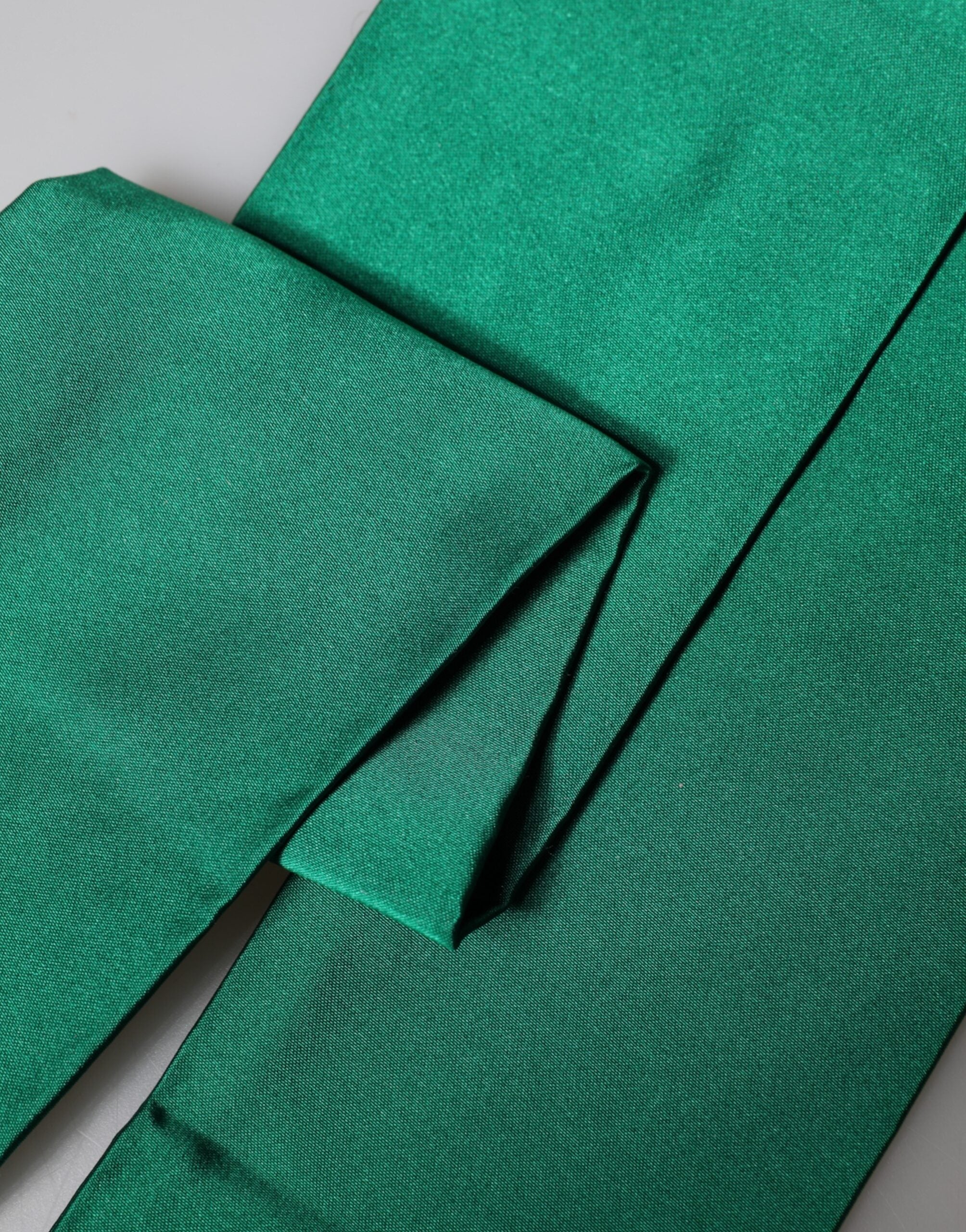 Green Silk Fringes Neck Wrap Foulard Scarf - ventzia
