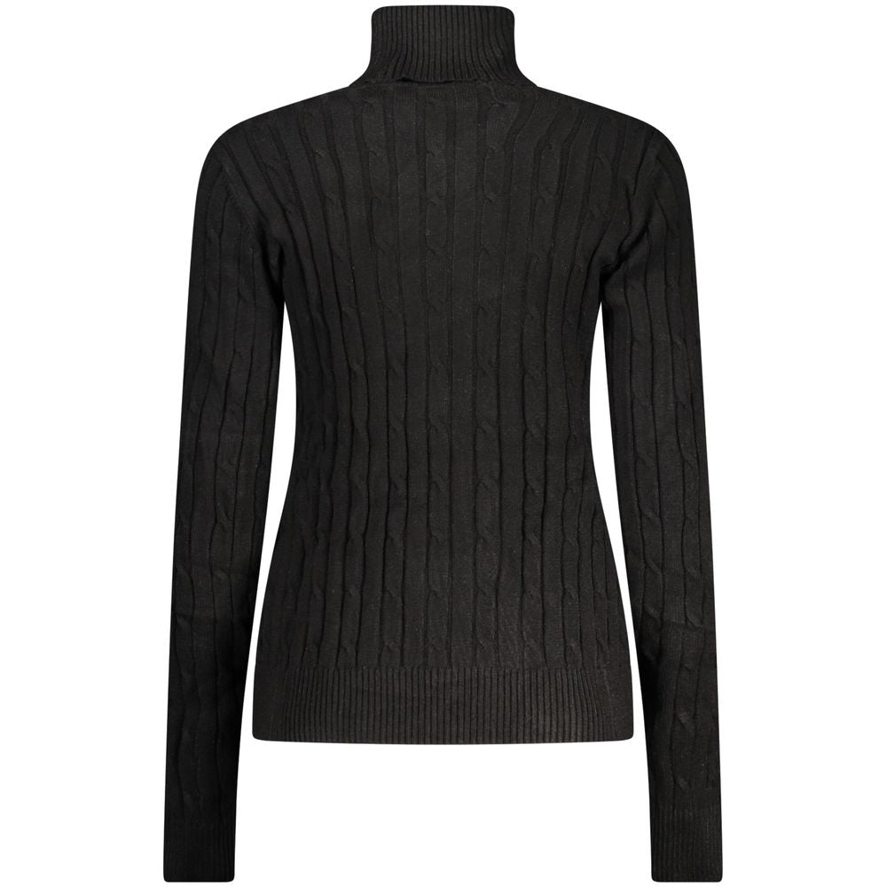 Black Viscose Women's Turtleneck Sweater - ventzia