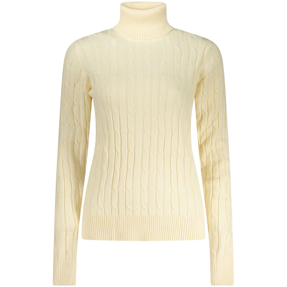 White Viscose Women's Turtleneck Sweater - ventzia