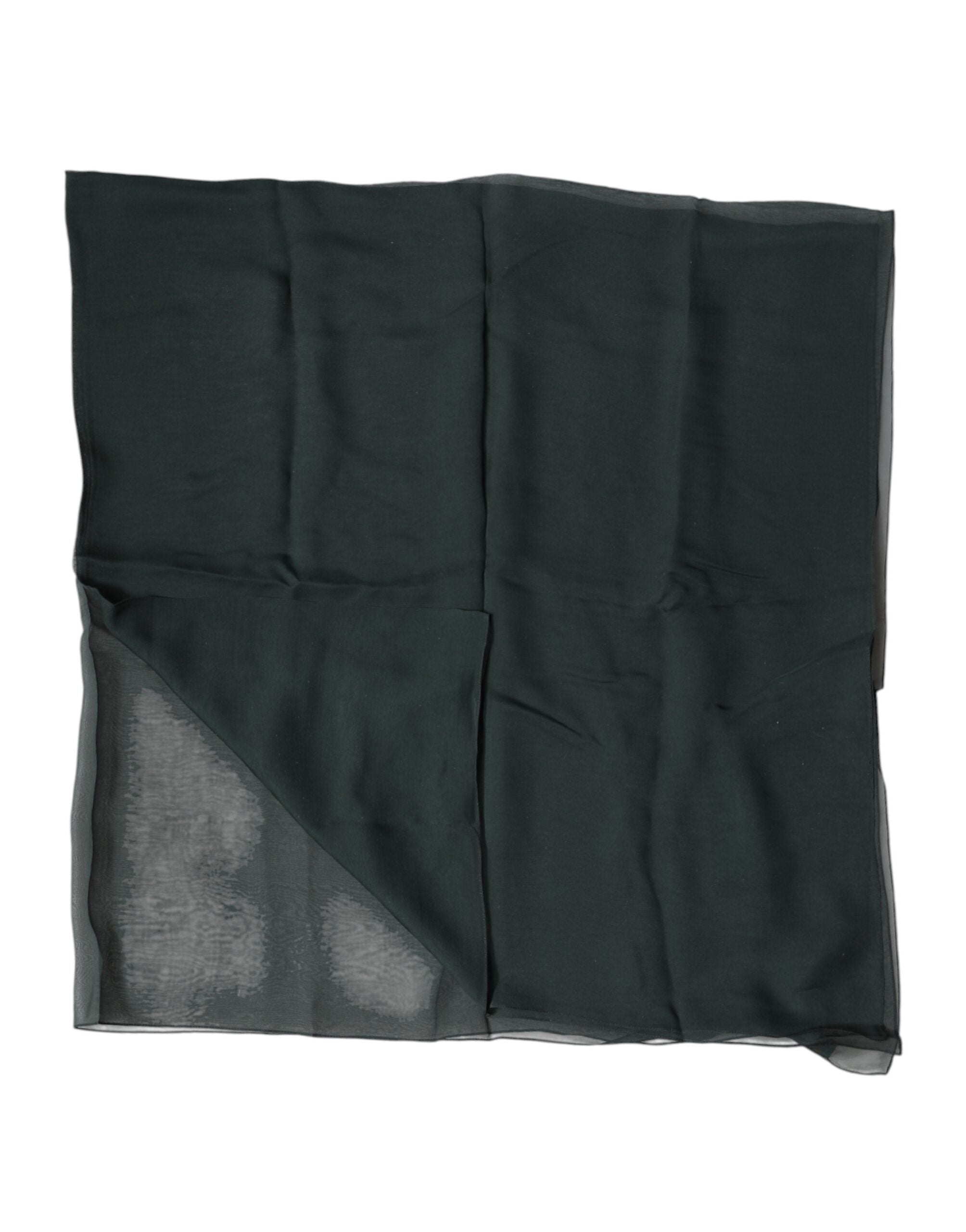 Dark Green Silk Neck Wrap Foulard Scarf - ventzia