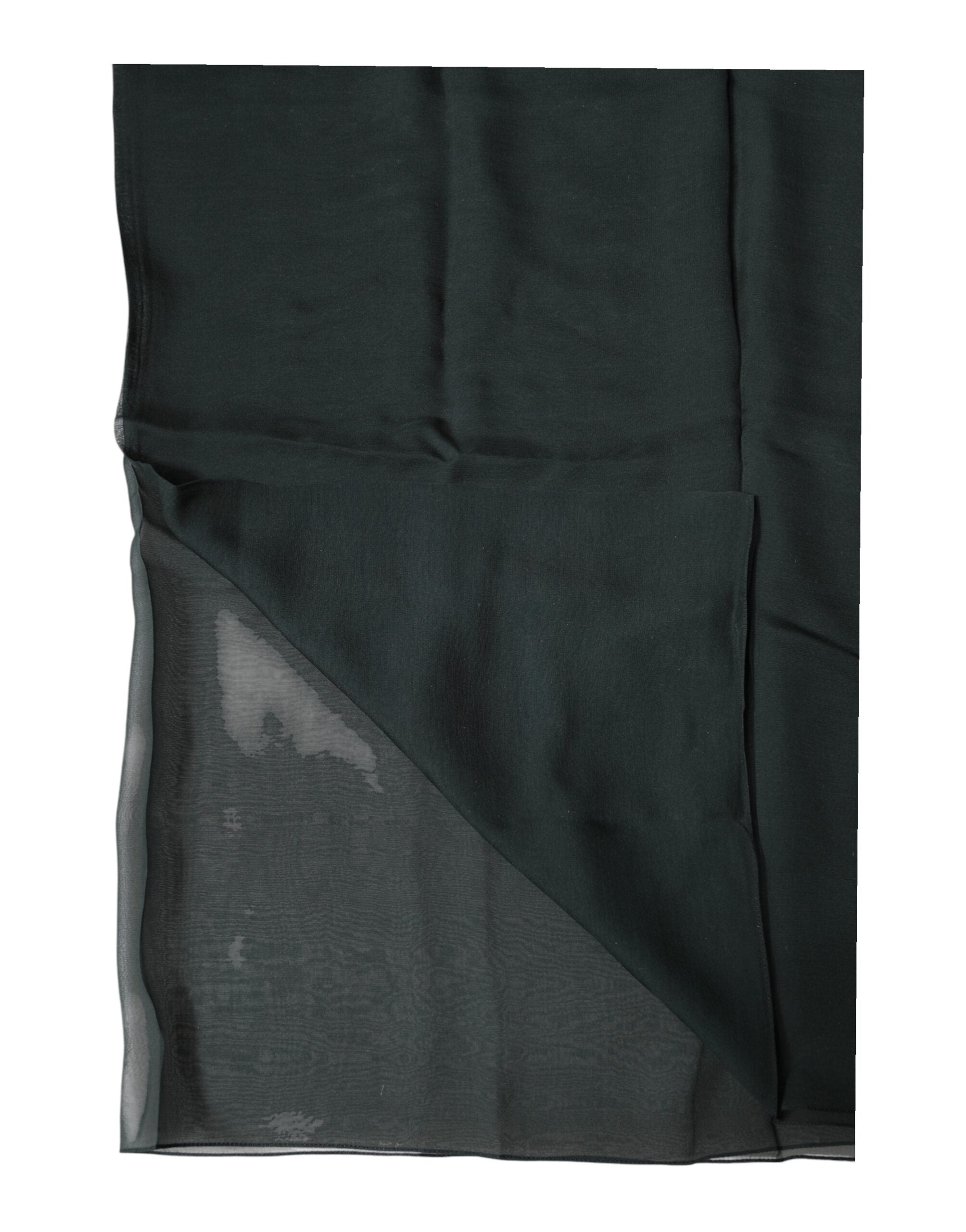 Dark Green Silk Neck Wrap Foulard Scarf - ventzia