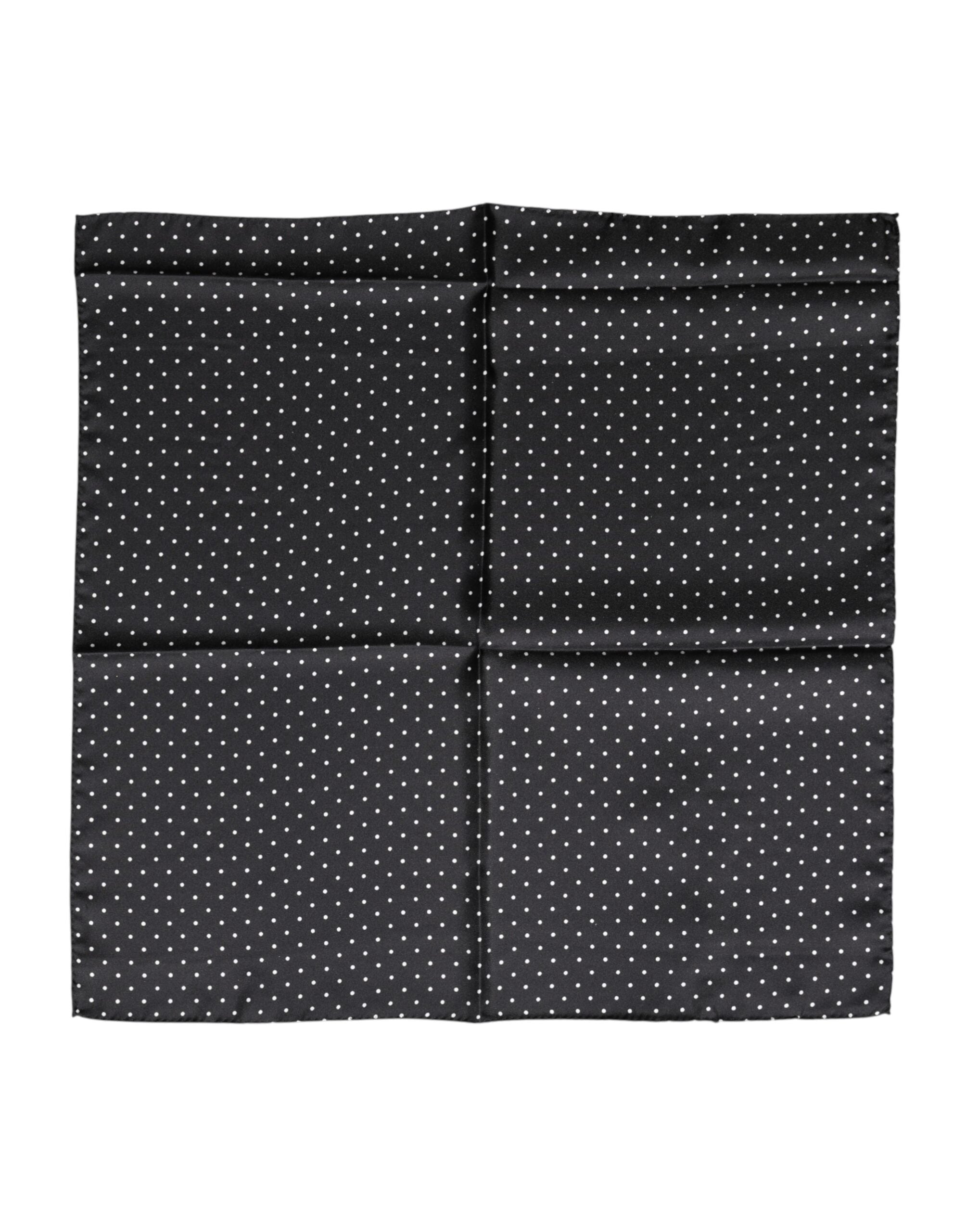 Black Polka Dot Silk Square Foulard Scarf - ventzia