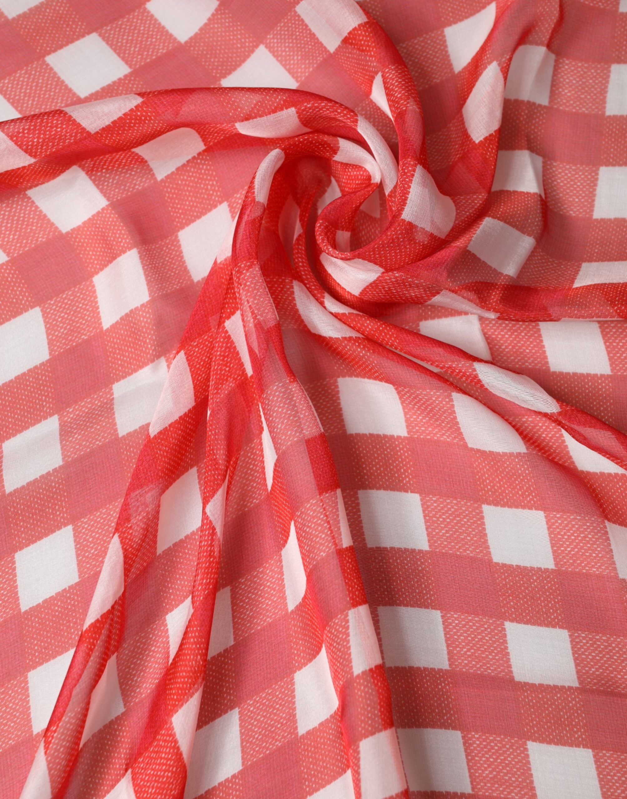 Red Checkered Stole Neck Wrap Shawl Scarf - ventzia