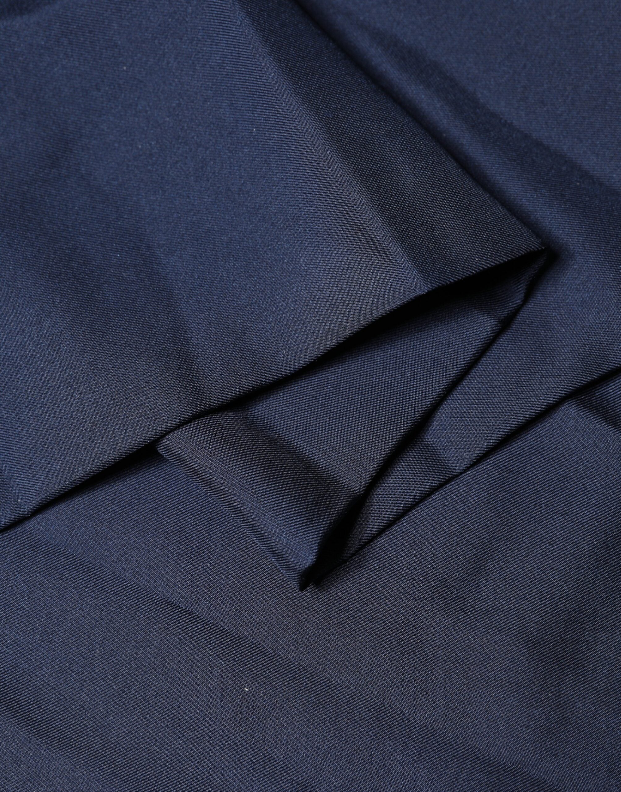 Navy Blue Silk Fringes Neck Foulard Scarf - ventzia