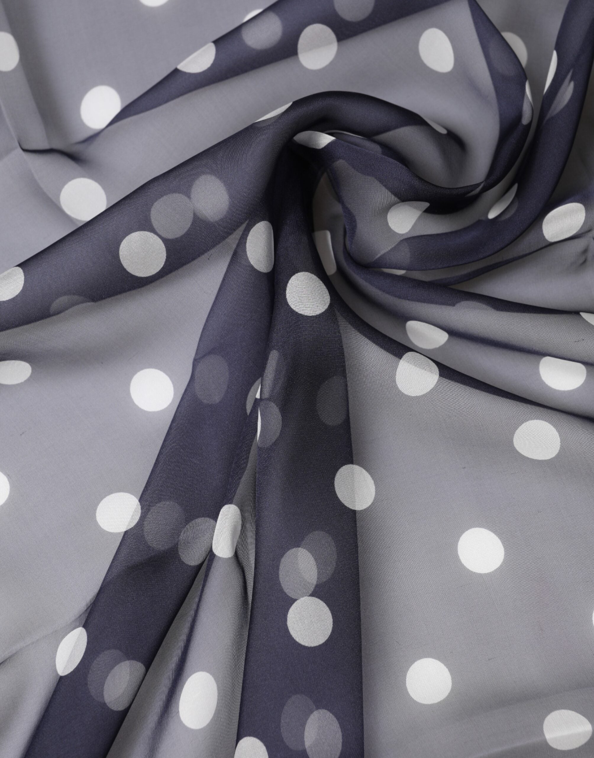 Blue Polka Dot Silk Neck Wrap Shawl 205cm x 132cm Scarf - ventzia