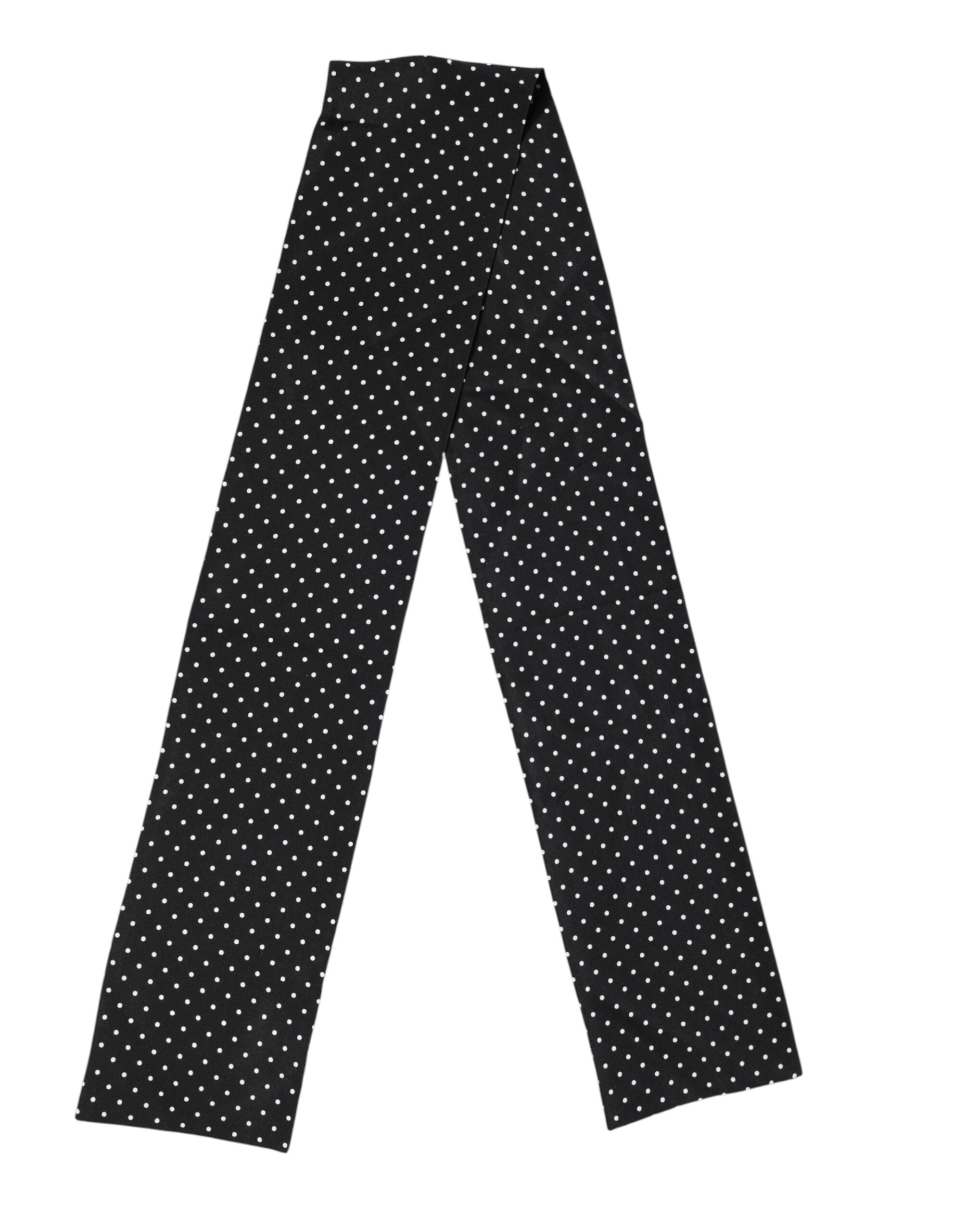 Black Polka Dot Neck Wrap Foulard 133.5cm x 12.5cm Scarf - ventzia