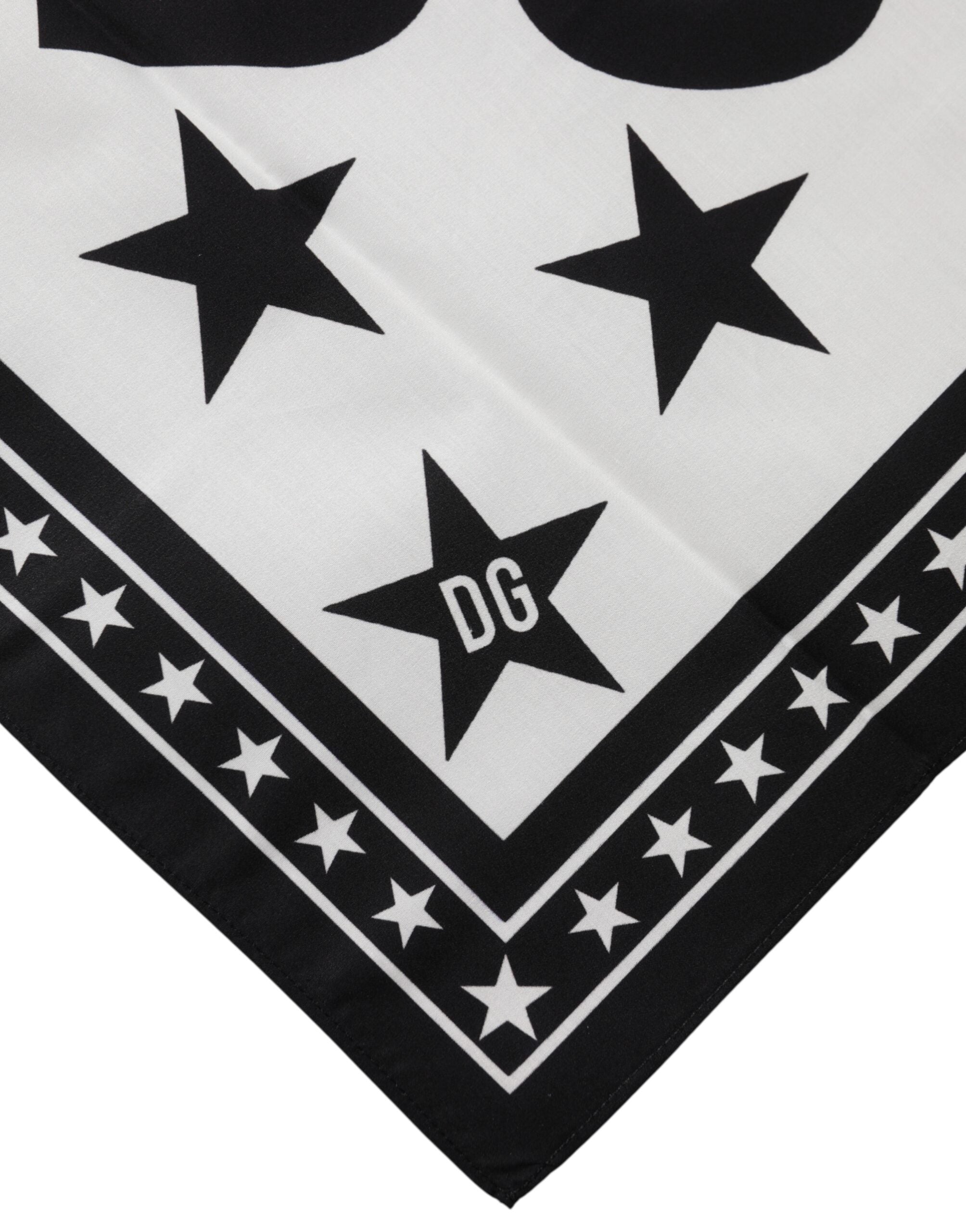 White DG Crown Print Square Foulard 52cm x 50.5cm Scarf - ventzia