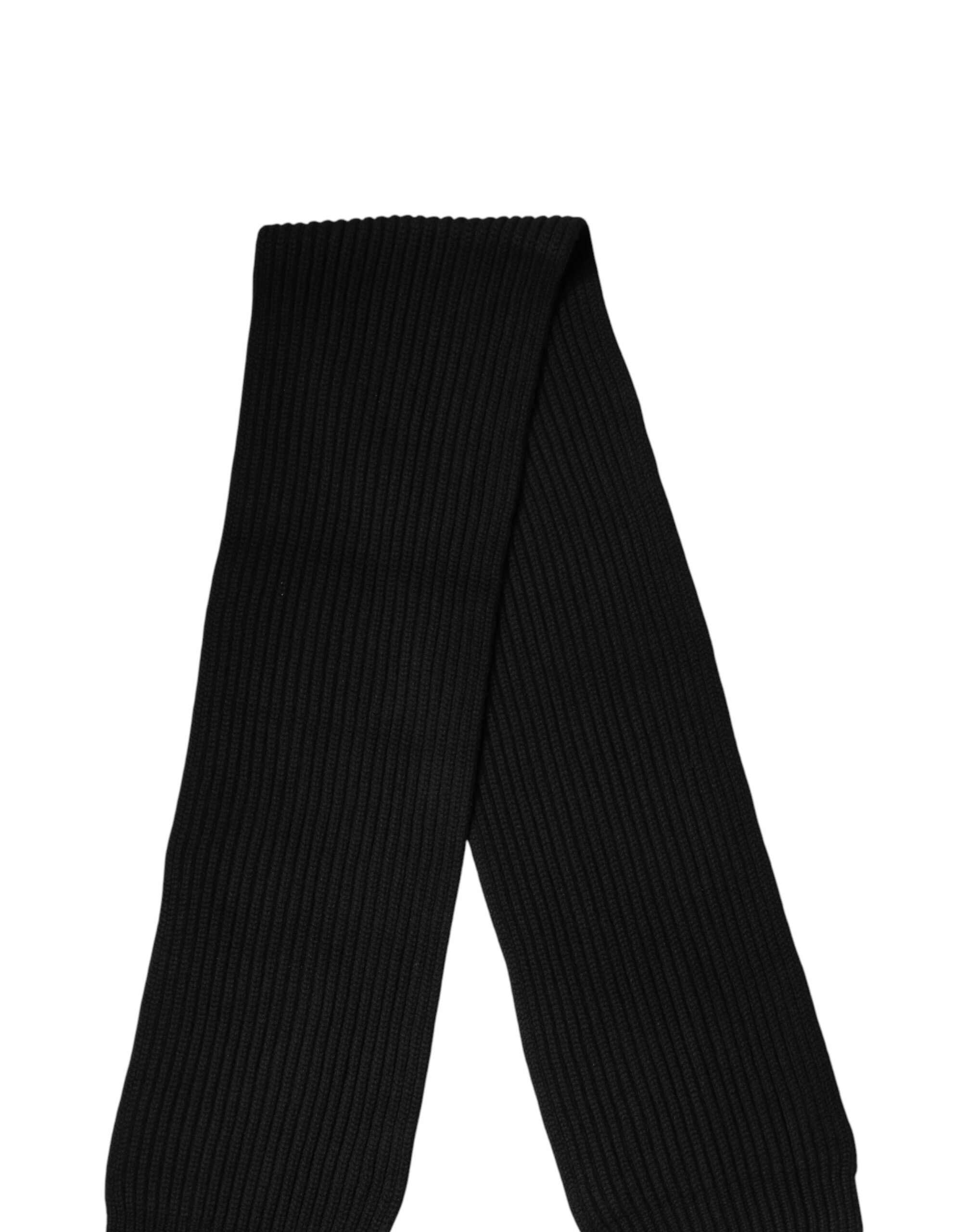 Black Cashmere Knit Neck Wrap Shawl 202cm x 26cm Scarf - ventzia