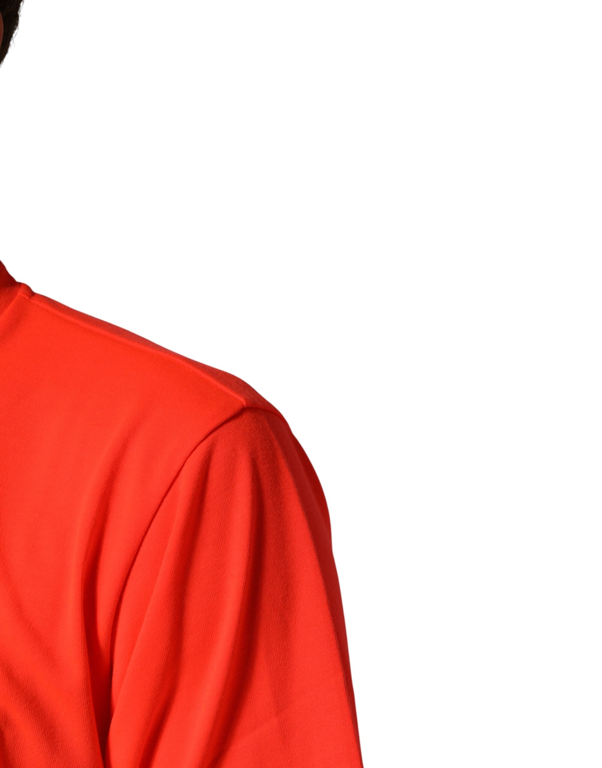 Neon Orange Polyester Crew Neck Men T-shirt - ventzia
