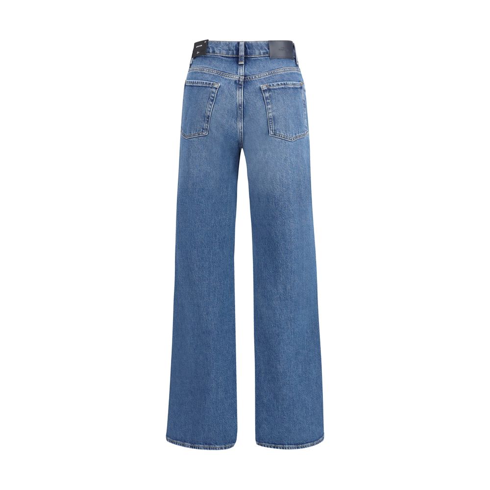Blue Cotton Flared Jeans - ventzia