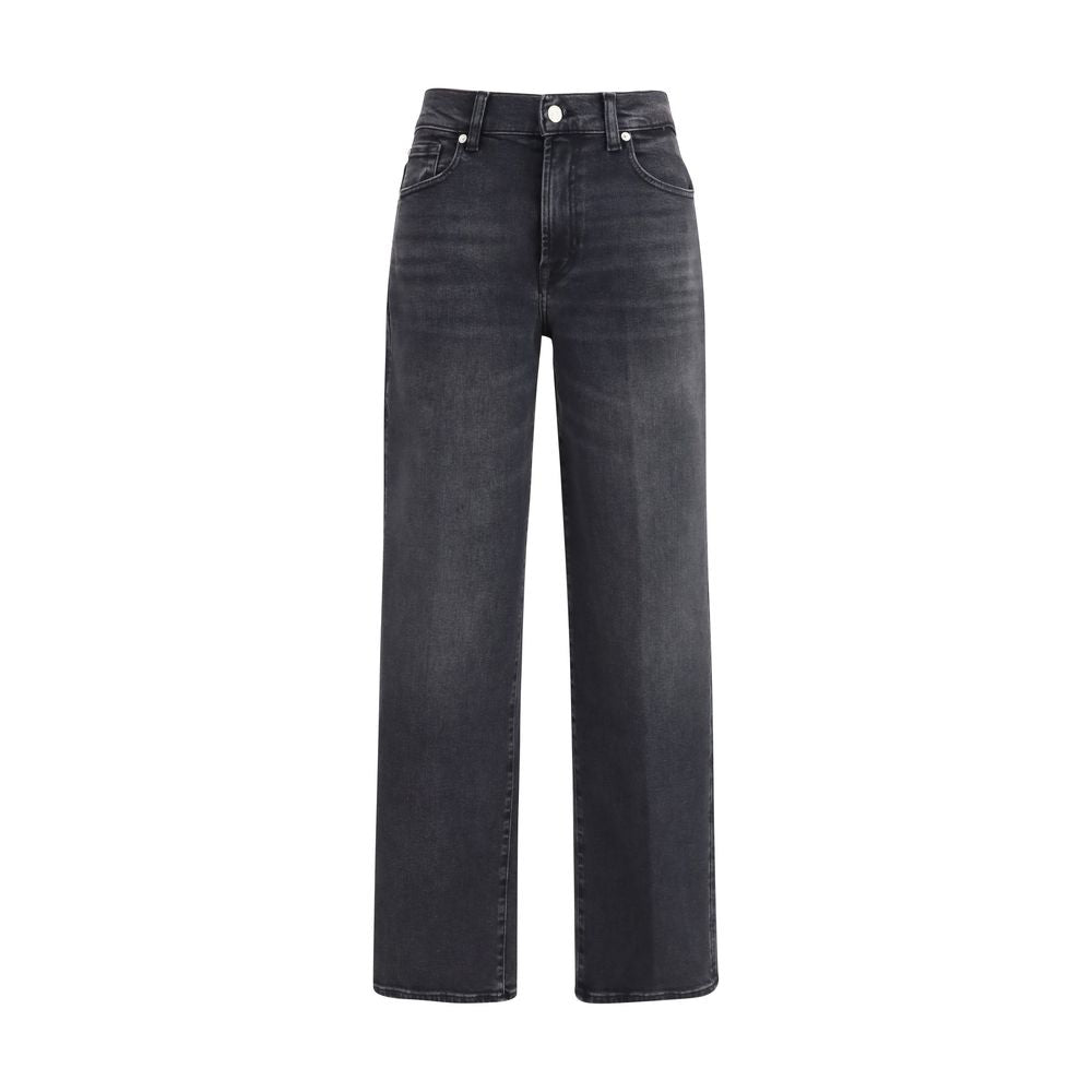 Black Cotton Straight-Leg Jeans - ventzia