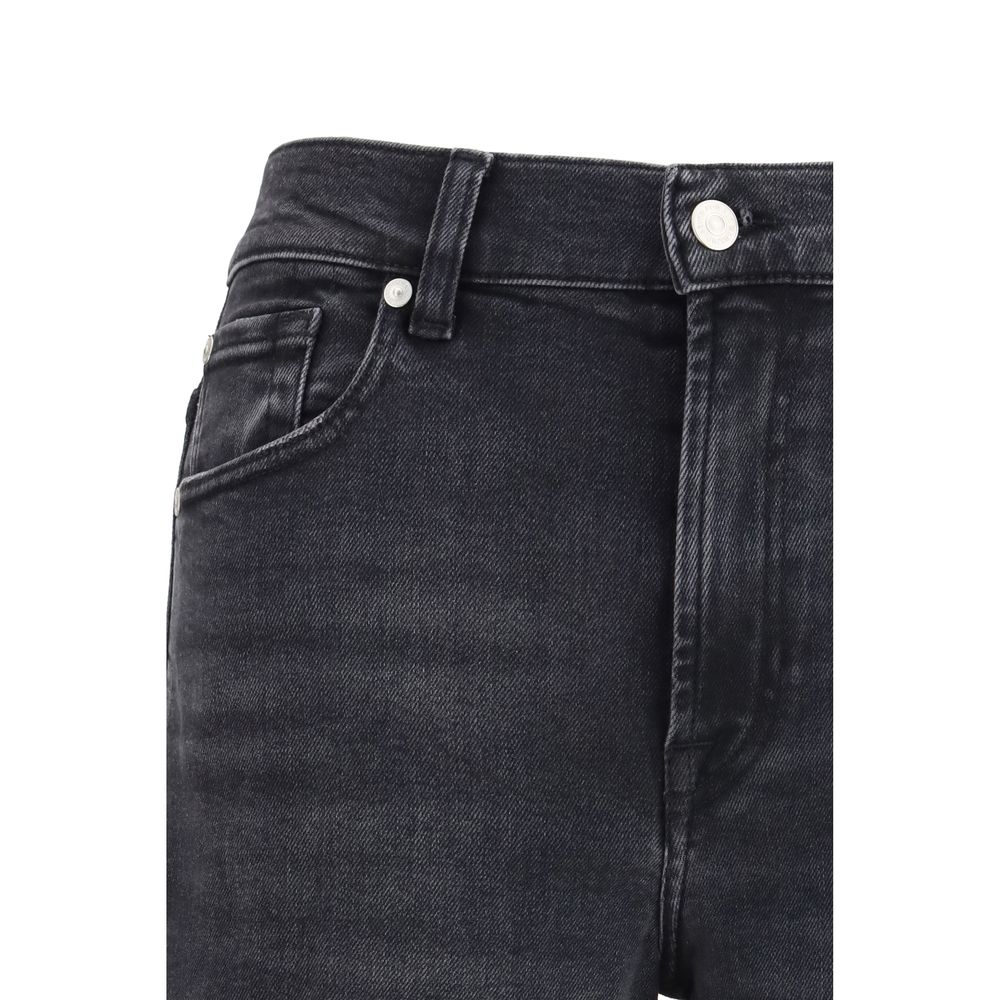 Black Cotton Straight-Leg Jeans - ventzia