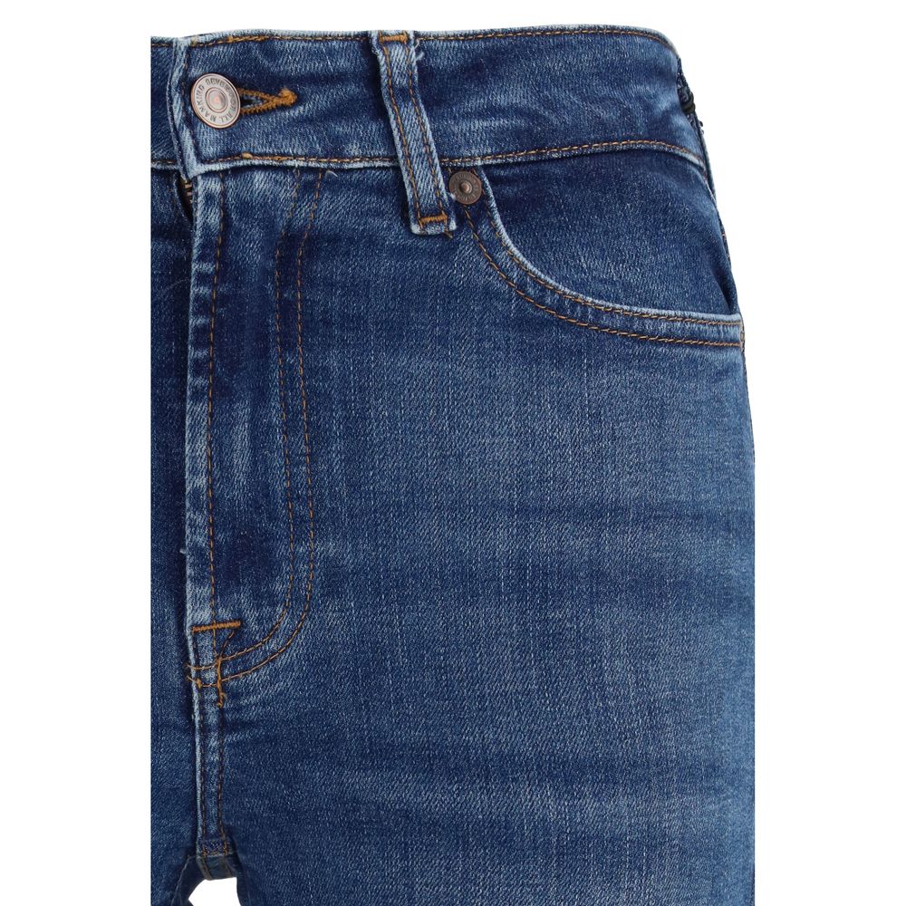 Blue Cotton Bootcut Jeans - ventzia