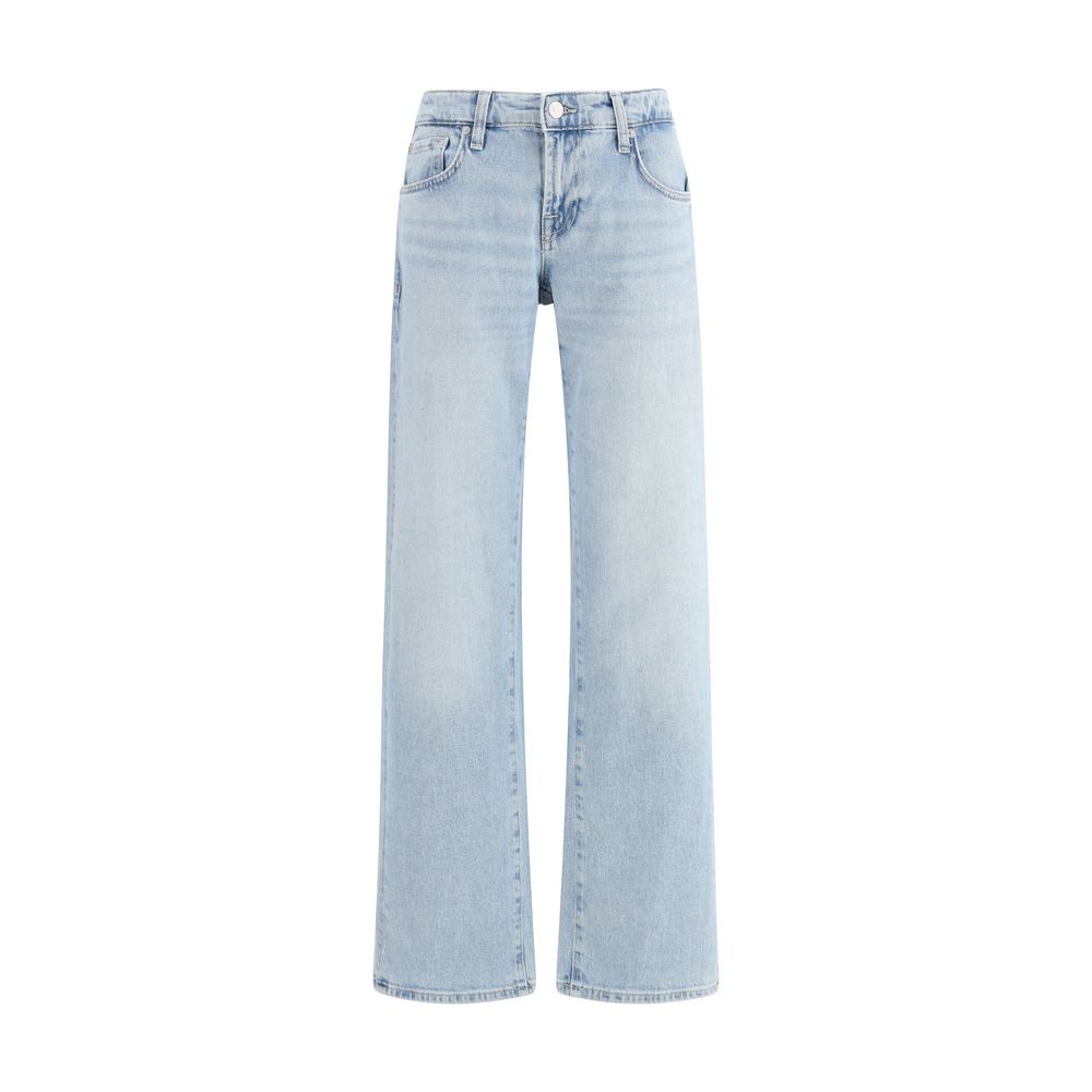 Blue Cotton Straight-Leg Jeans - ventzia