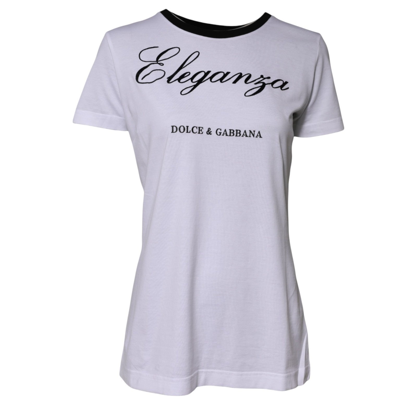 White Eleganza Cotton Crew Neck Tee T-shirt - ventzia