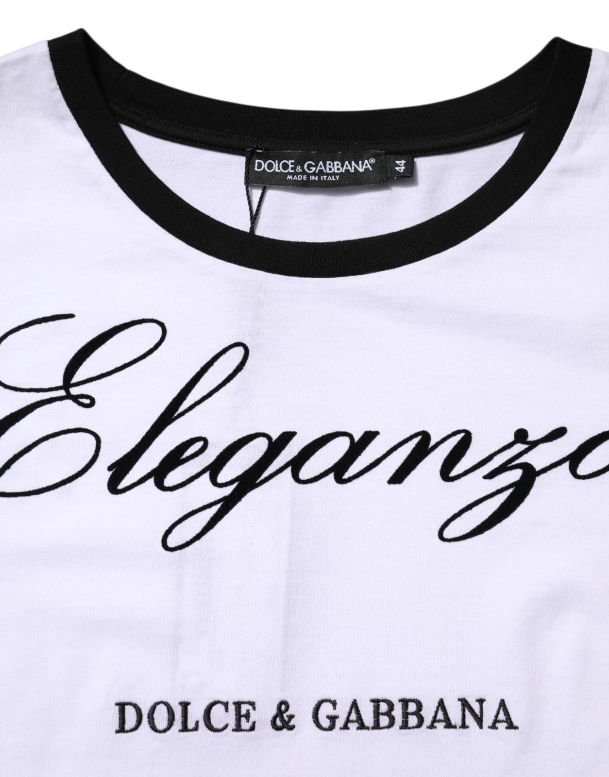 White Eleganza Cotton Crew Neck Tee T-shirt - ventzia