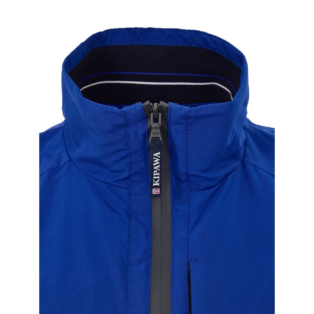 Blue Polyester Sleveless Jacket - ventzia
