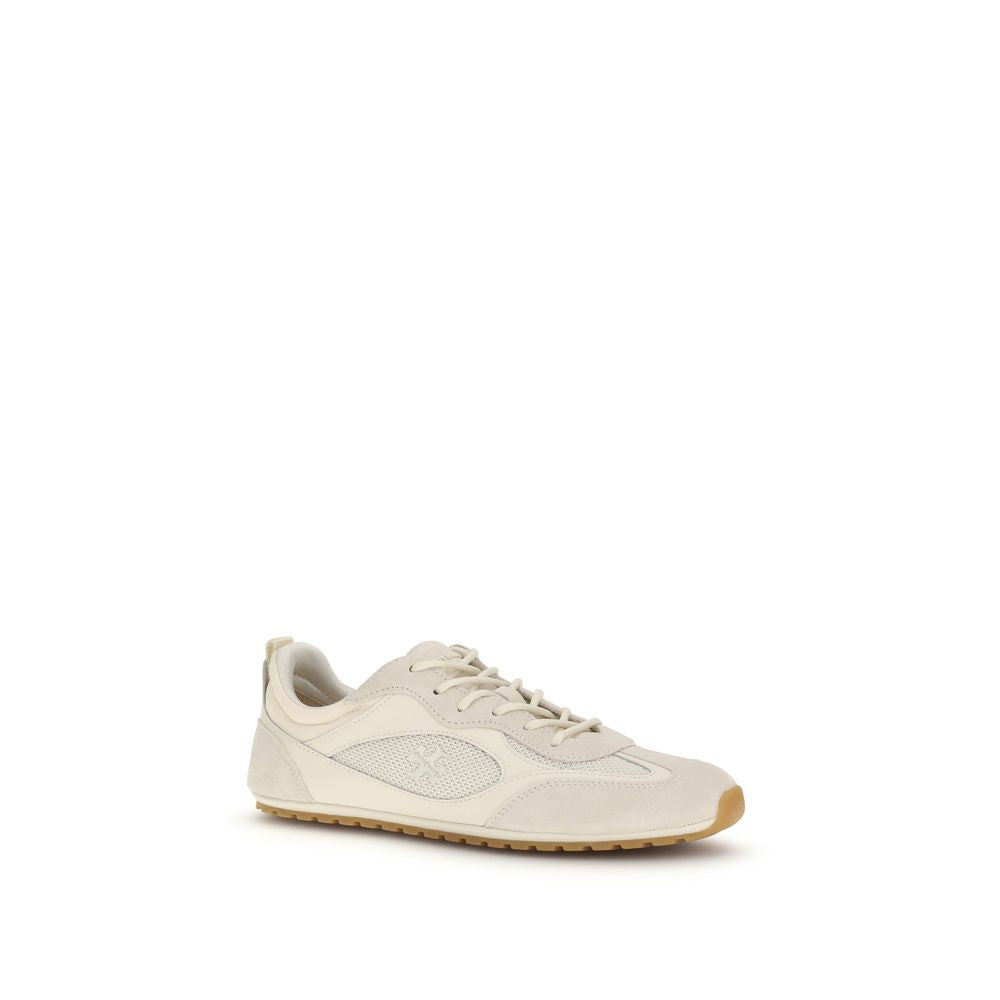 Beige Calf Leather Bos Taurus Low Top Sneakers - ventzia