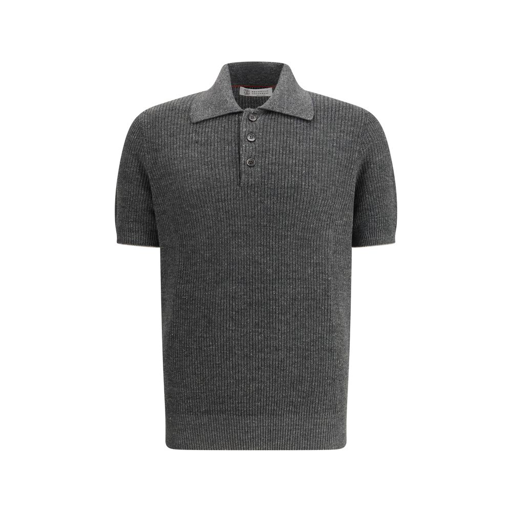 Gray Cotton Polo Shirt - ventzia