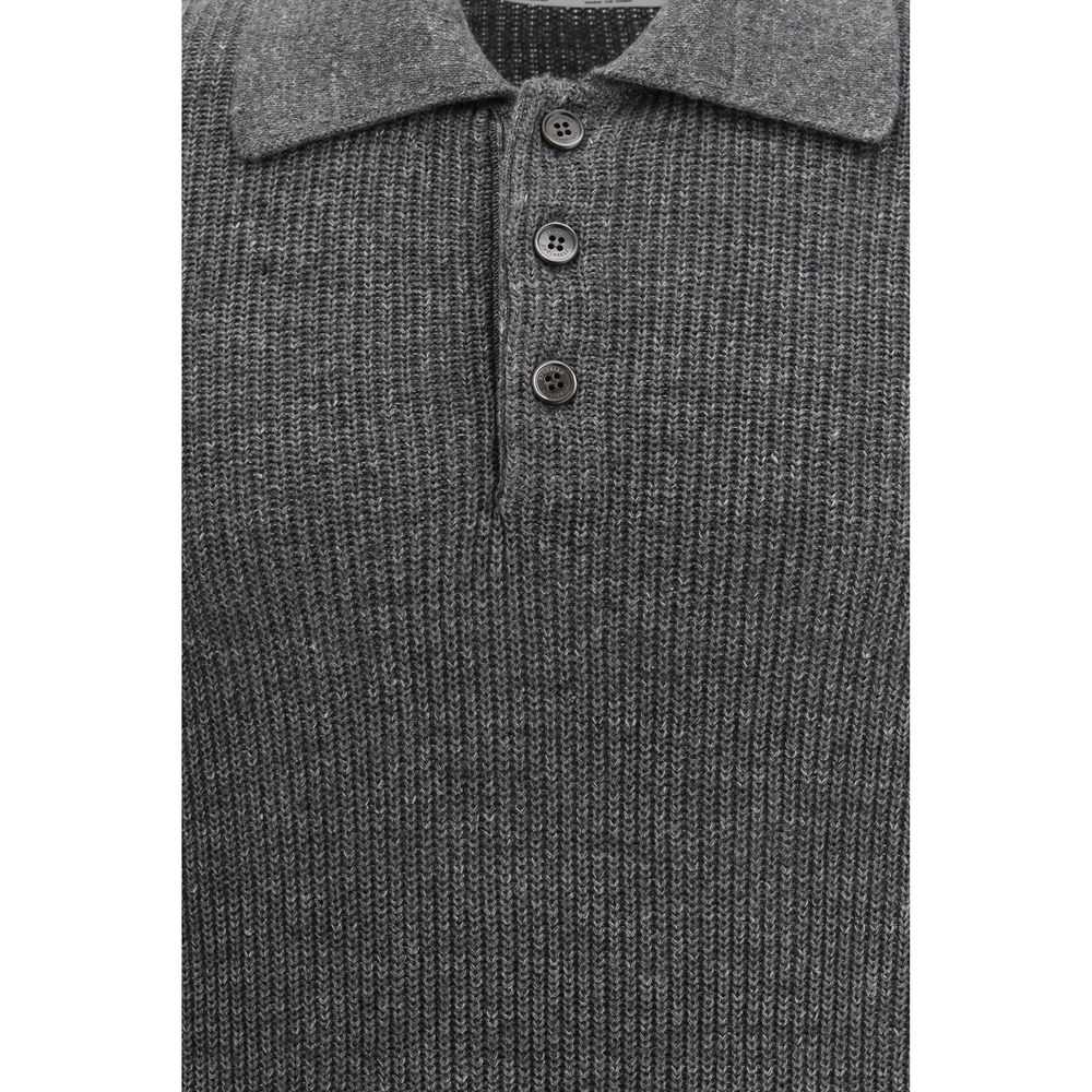 Gray Cotton Polo Shirt - ventzia