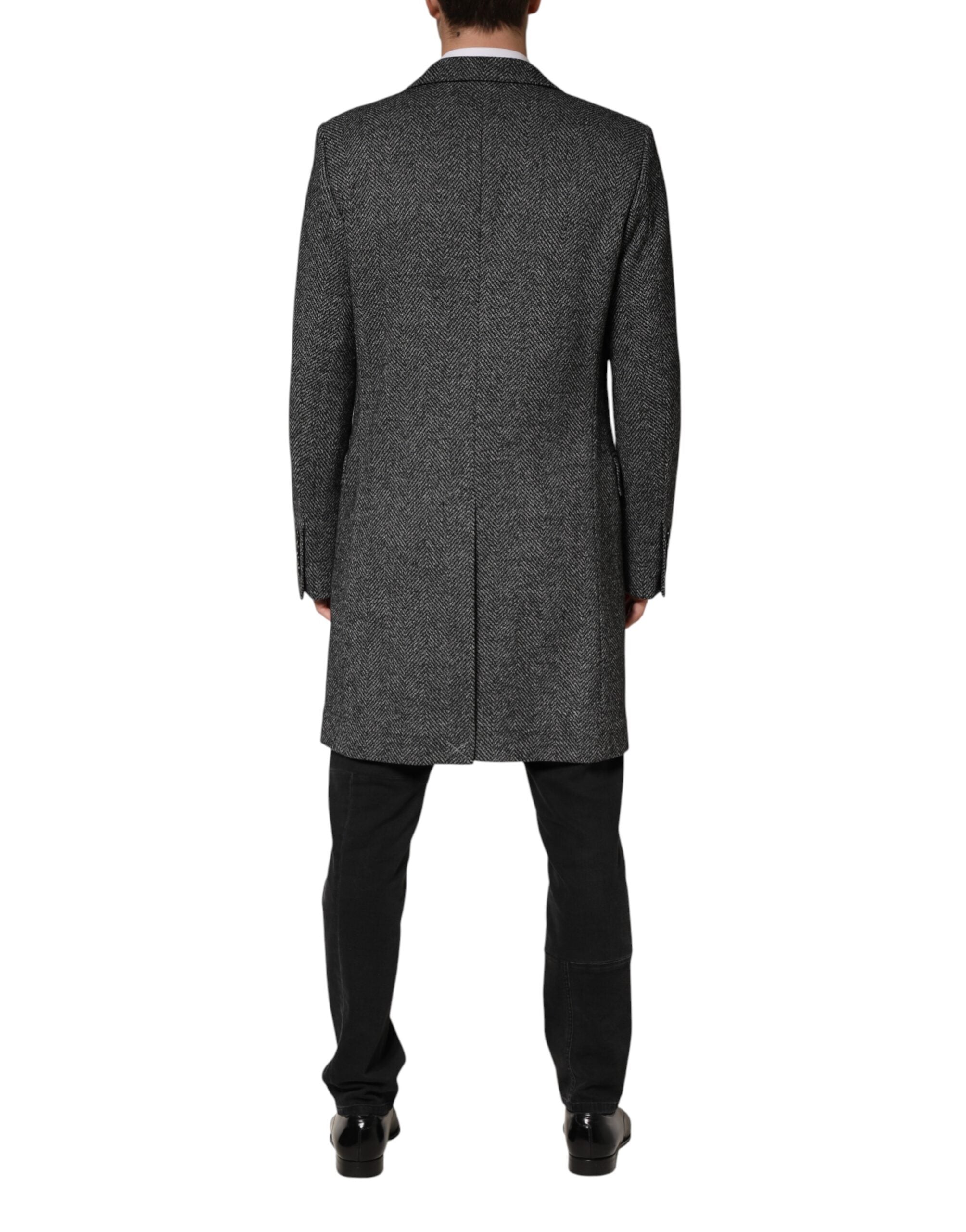 Gray Wool Blend Long Trench Coat Men Jacket - ventzia