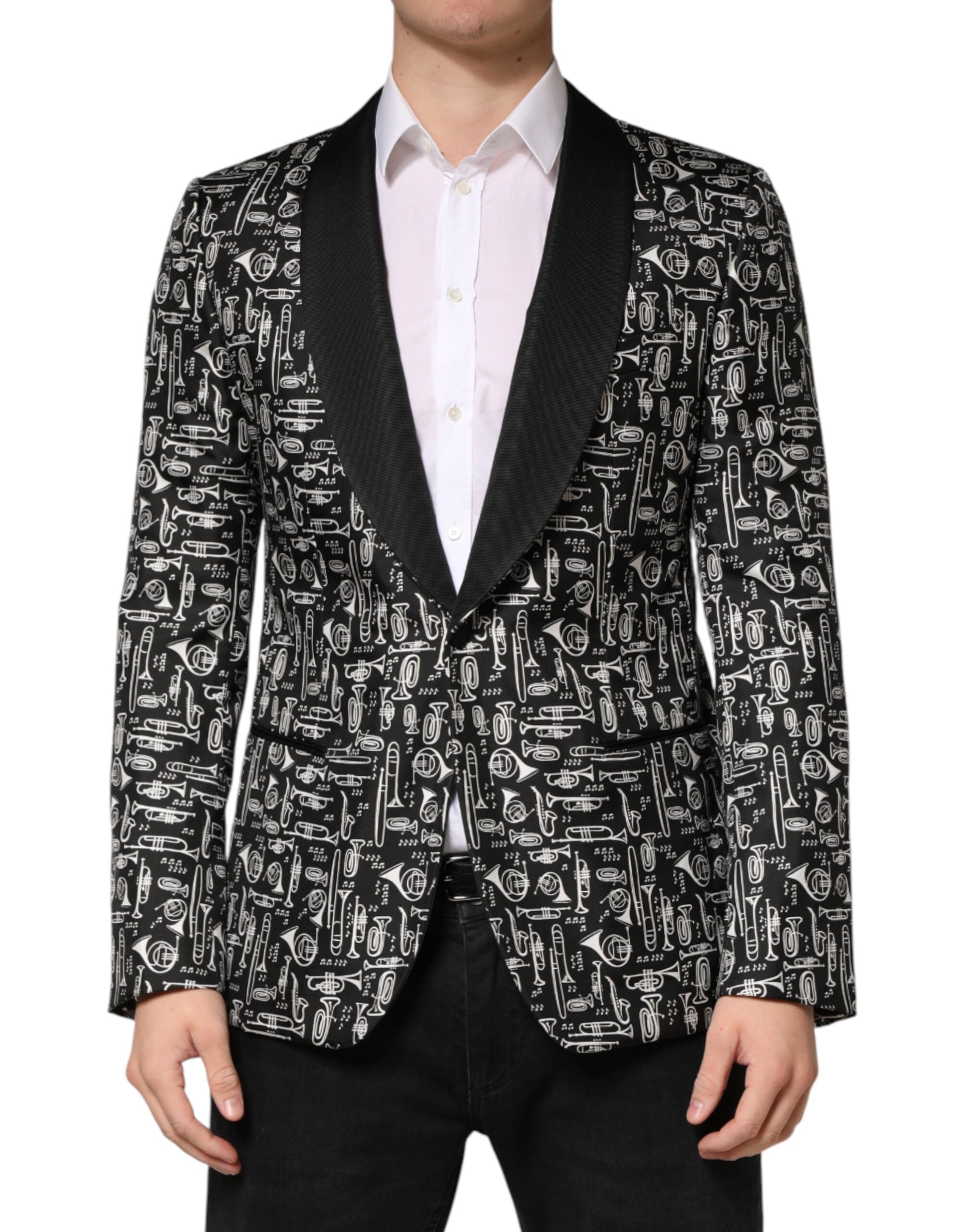 Black Jazz Club Silk Single Breasted Blazer - ventzia