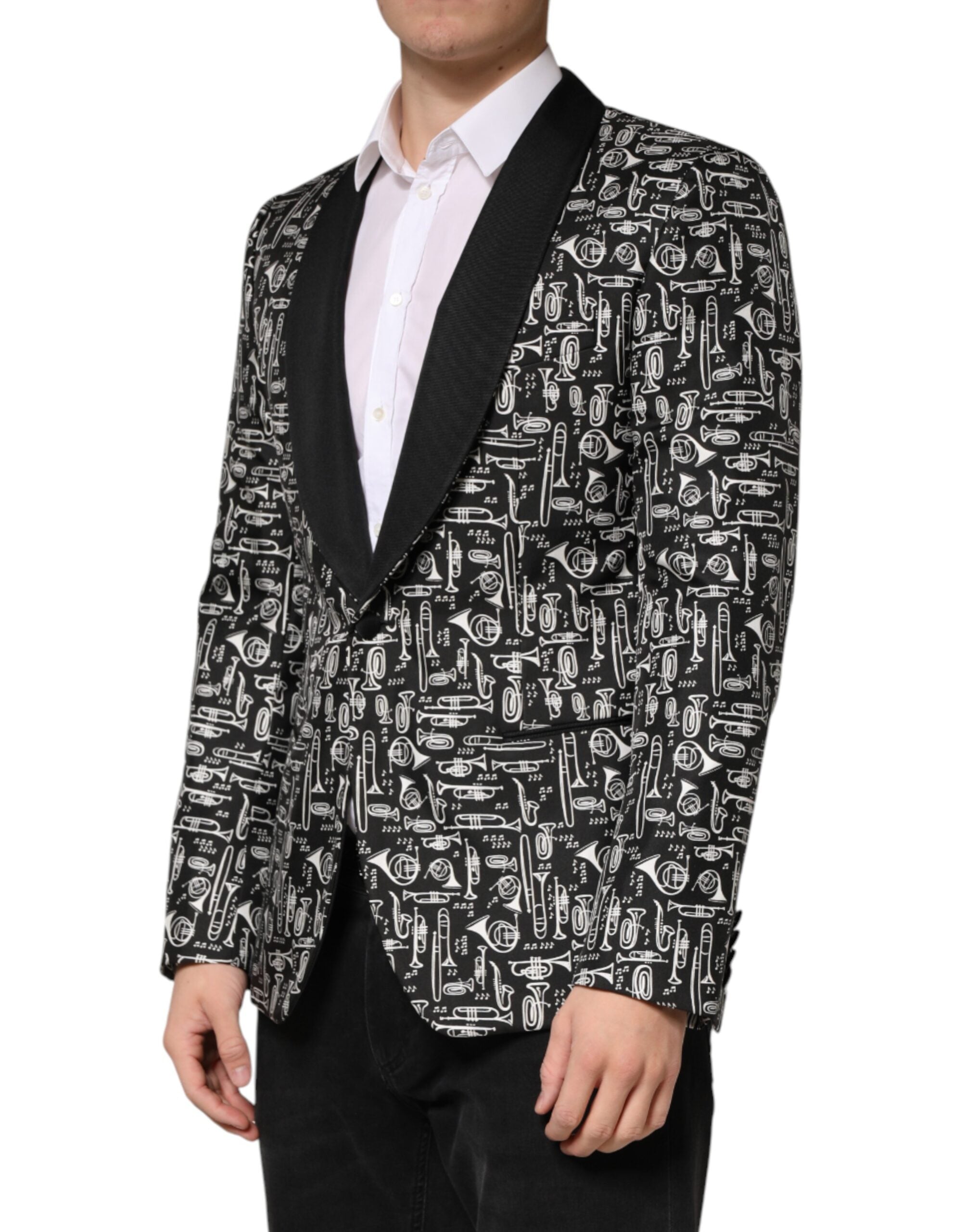Black Jazz Club Silk Single Breasted Blazer - ventzia