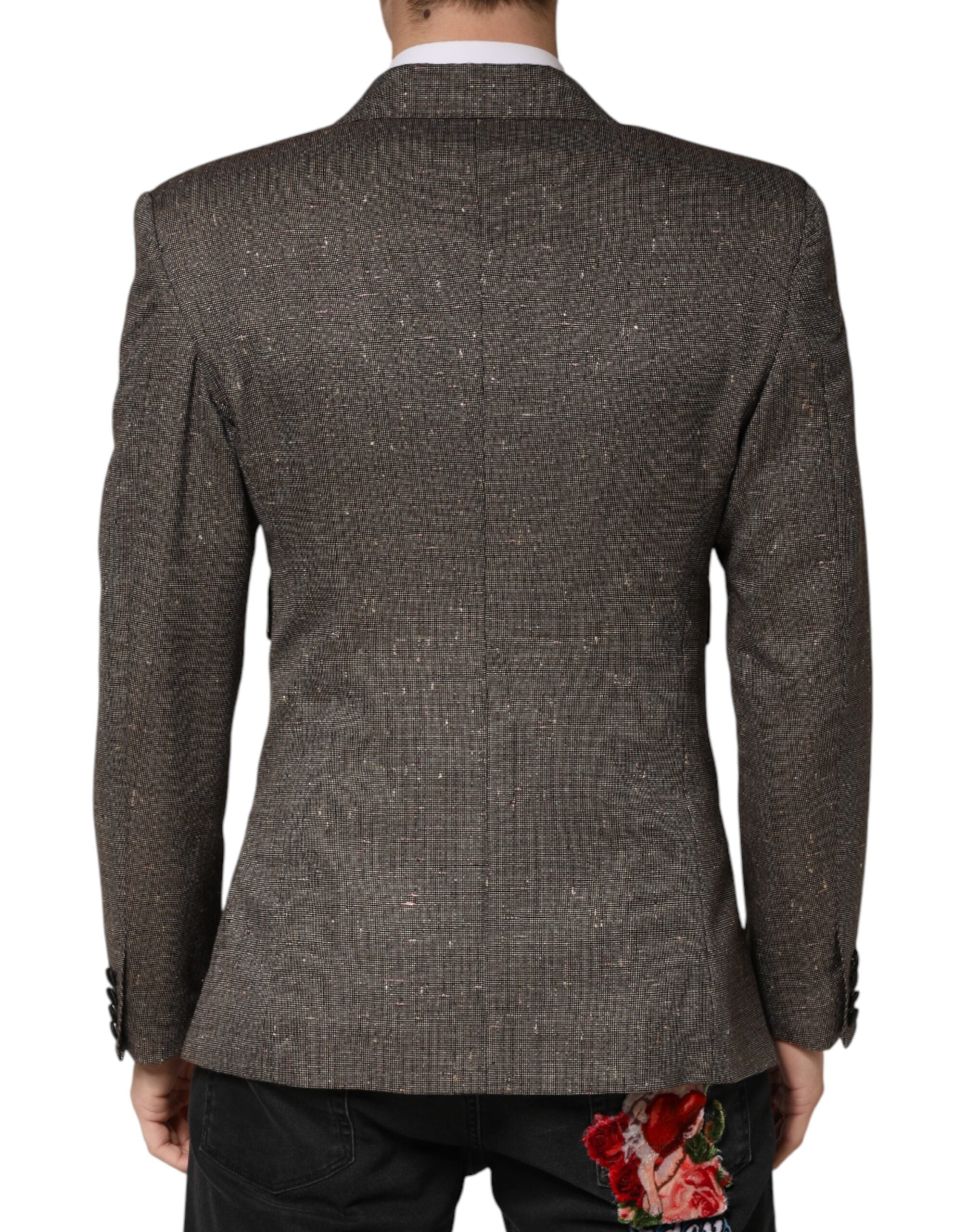Gray Double Breasted 2 Button Jacket Blazer - ventzia