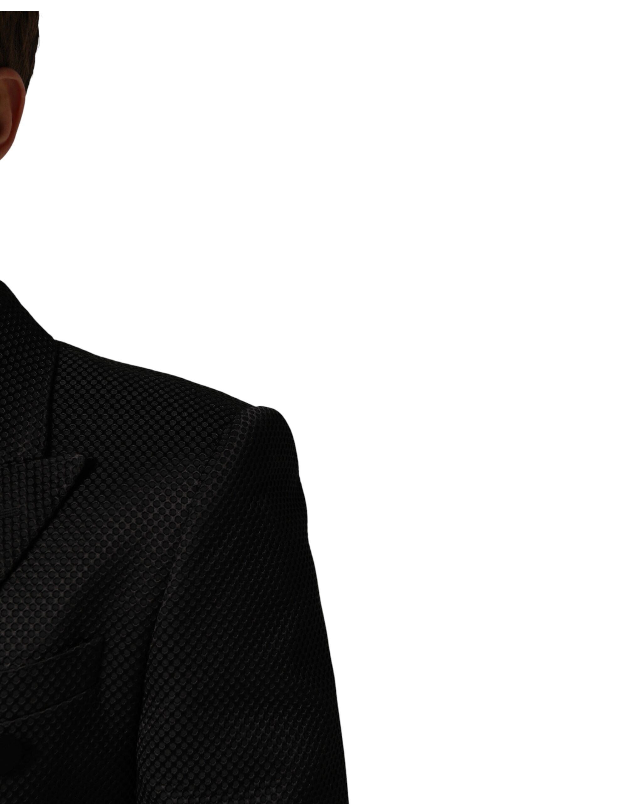 Black Cotton Double Breasted 2 Button Blazer - ventzia
