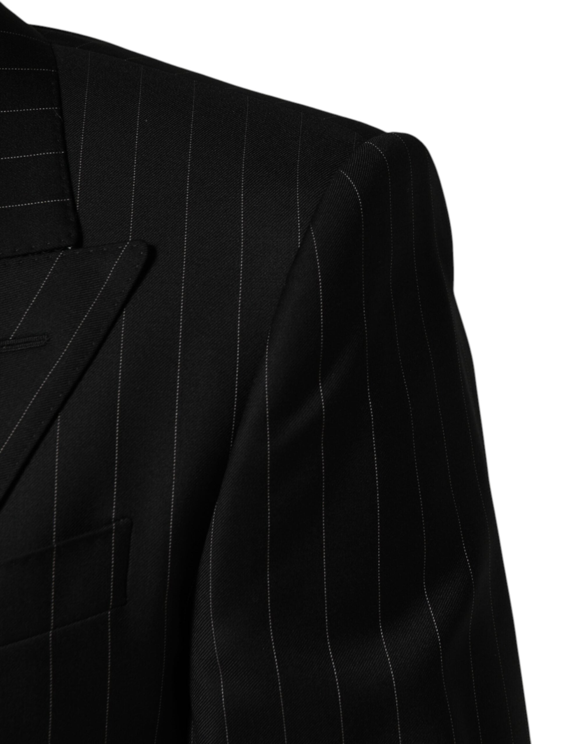 Black Stripes Double Breasted 2Button Blazer - ventzia