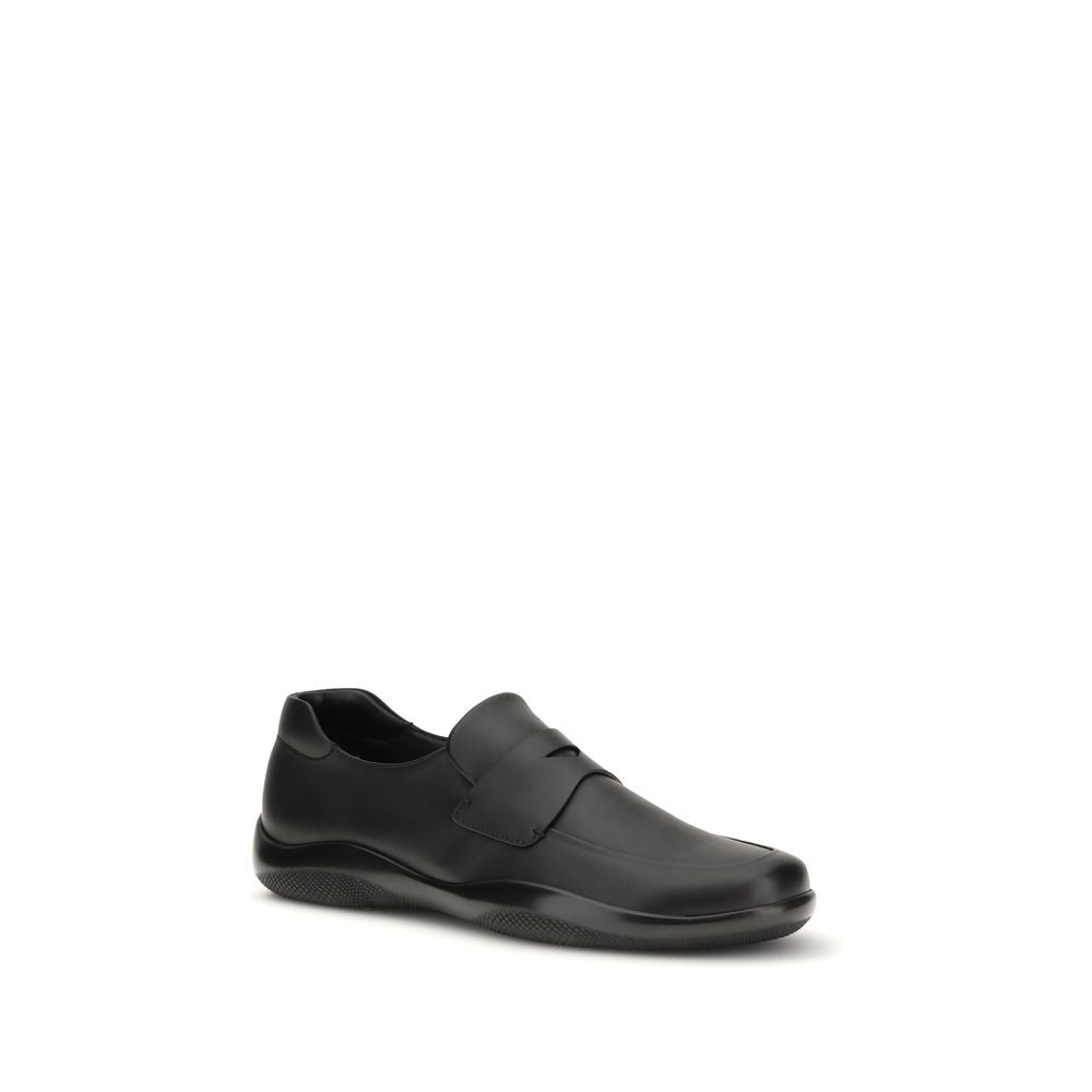 Black Calf Leather Bos Taurus Slip-On Loafers - ventzia
