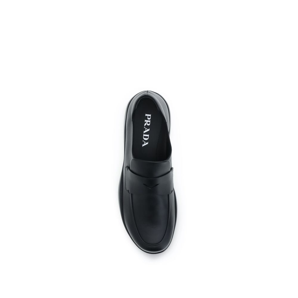 Black Calf Leather Bos Taurus Slip-On Loafers - ventzia