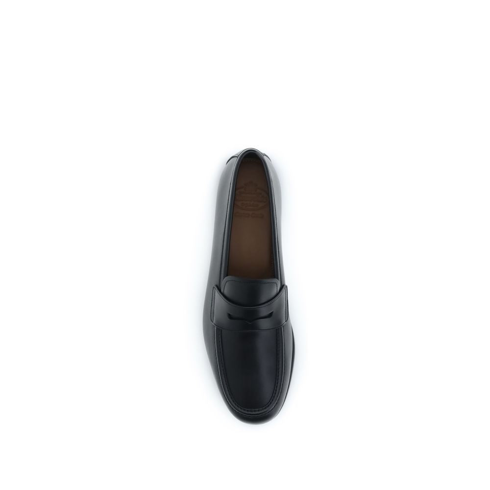 Black Calf Leather Bos Taurus Slip-On Loafers - ventzia